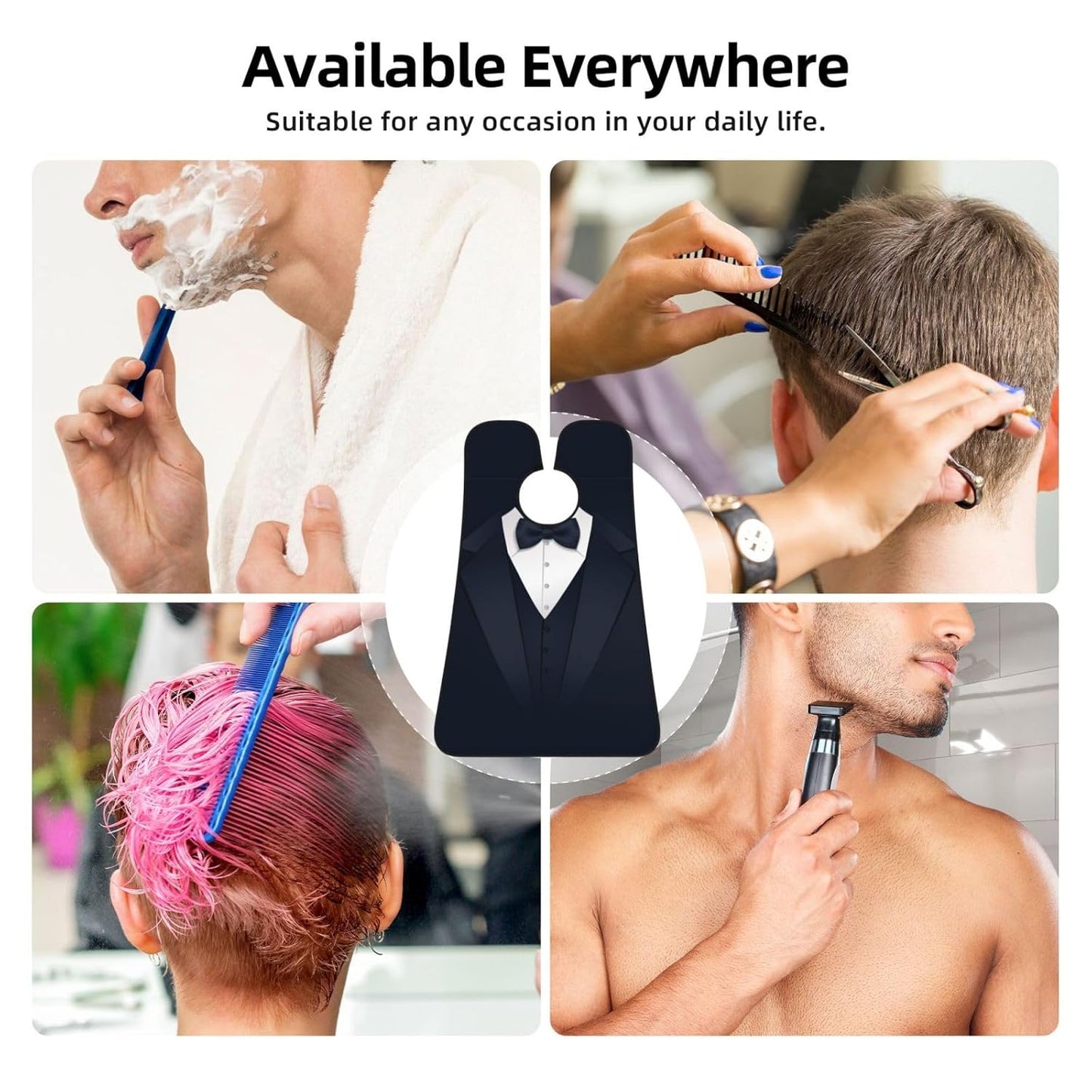Suit Tie Beard Bib Apron, Beard Hair Catcher For Men Shaving, Waterproof With Suction Cups