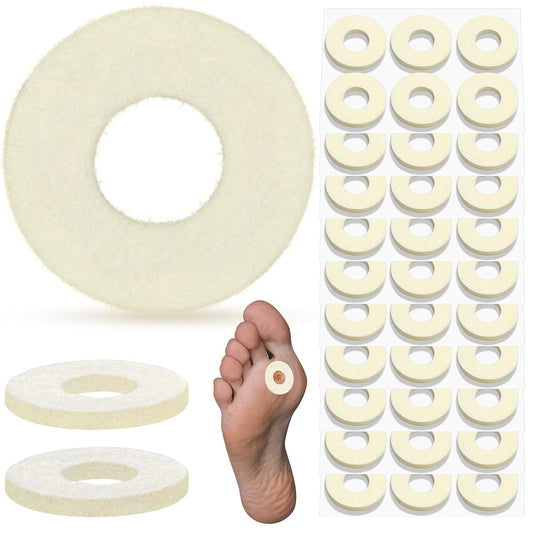 60 Pcs Felt Callus Cushions for Bottom of Foot Round Feet Corn Pads Adhesive Foot Callus Pads Soft Callous Cushions Bulk for Women Men Feet Toes Heel Pain Relief(Beige)