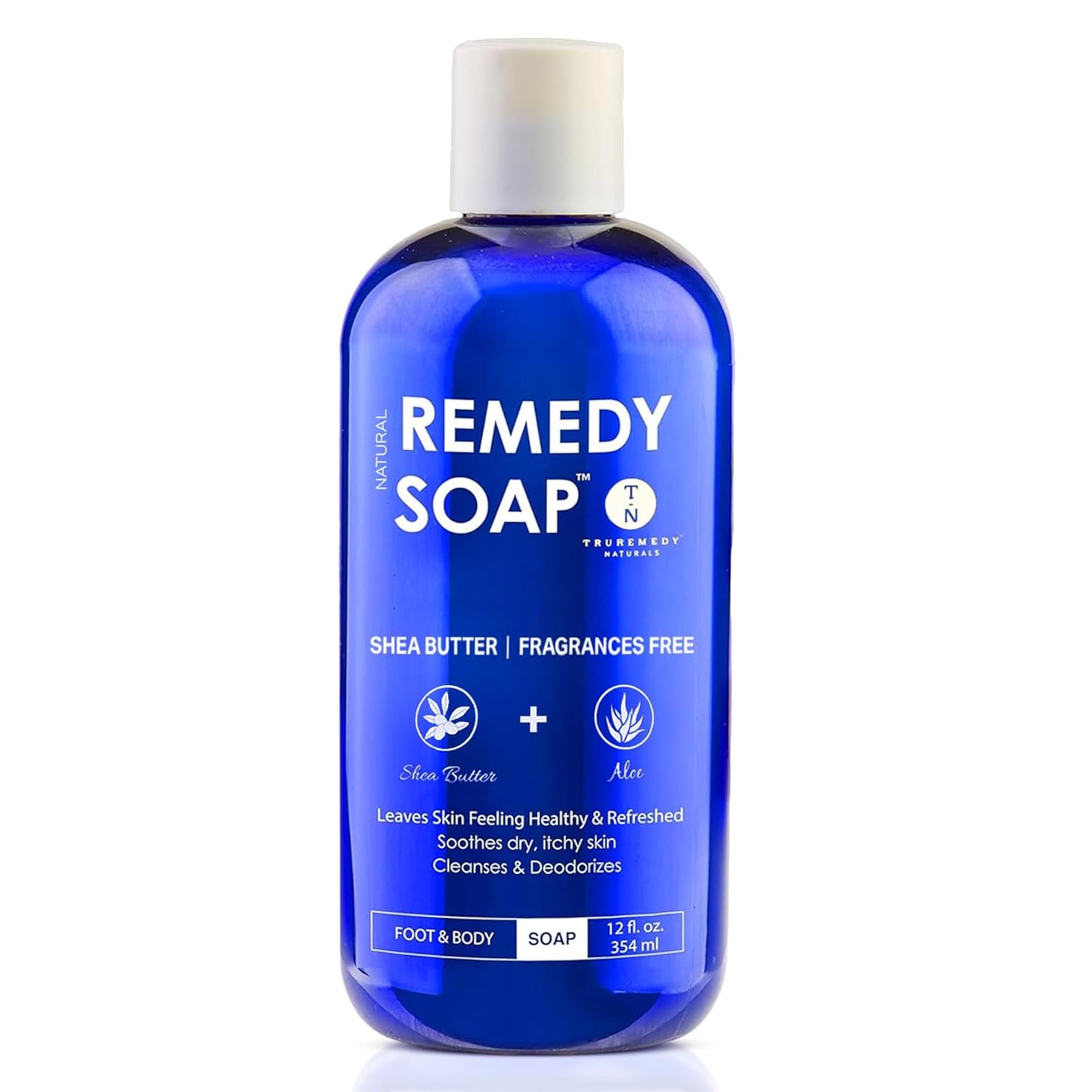 Truremedy Naturals Shea Butter - No Fragrance Body Wash for Men and Women - Hydrating and Soothing Shower Gel Rosemary, Jojoba, Aloe - 12 oz - Moisturizes