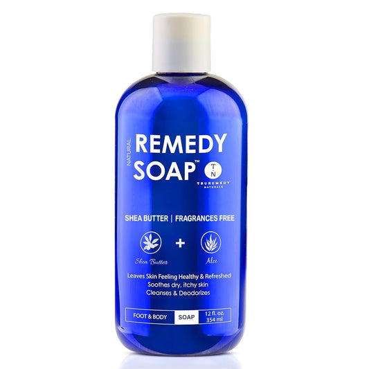 Truremedy Naturals Shea Butter - No Fragrance Body Wash for Men and Women - Hydrating and Soothing Shower Gel Rosemary, Jojoba, Aloe - 12 oz - Moisturizes