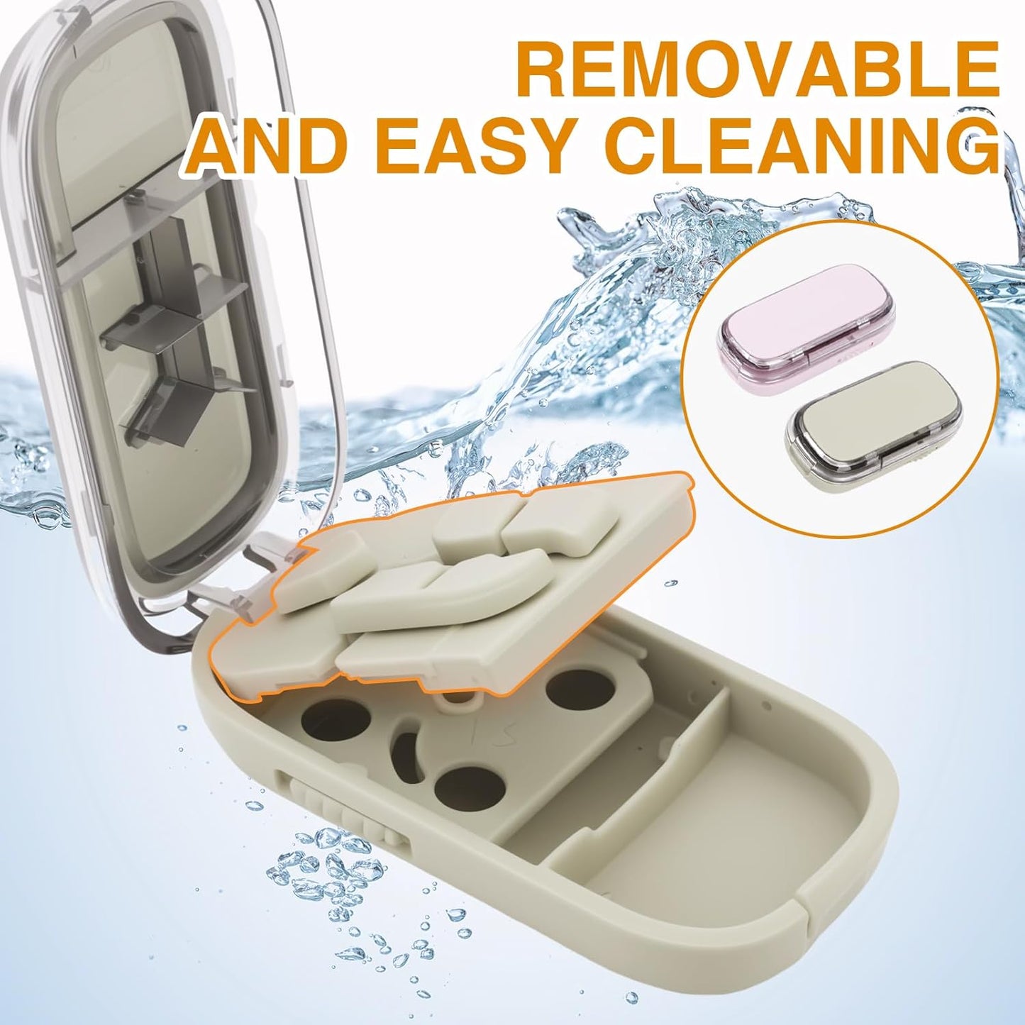 2PCS 3 in 1 Portable Pill Cutter, Adjustable 1/2 1/3 1/4 Tablet Splitter, with Centering Device and Storage Box