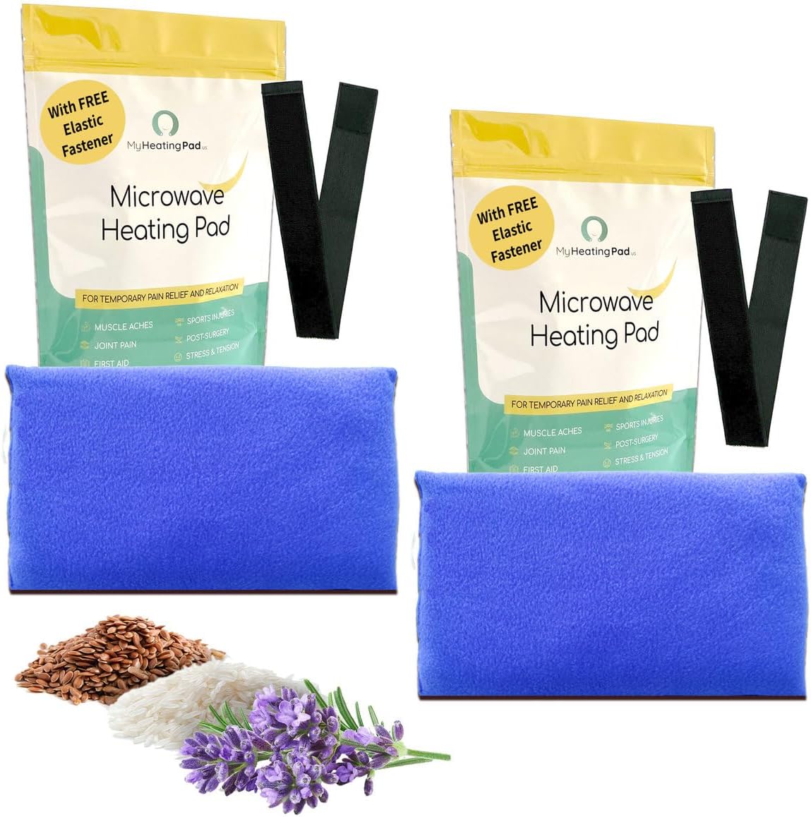 Microwavable Heating Pads for Lower Back, Neck, and Shoulder Pain Relief - Moist Microwave Heating Pad for Muscles and Joints - Microwave Hot Pack Heat Pad for Cramps - 2 Packs Blue - Lavender Scent