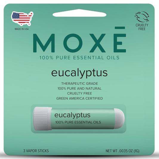 MOXĒ Eucalyptus Essential Oil Nasal Inhaler, Sinus & Congestion Relief, Daily Relaxation, Stress Relief, Therapeutic No-Mess Aromatherapy, Pure and Natural, Made in USA (1 Pack)