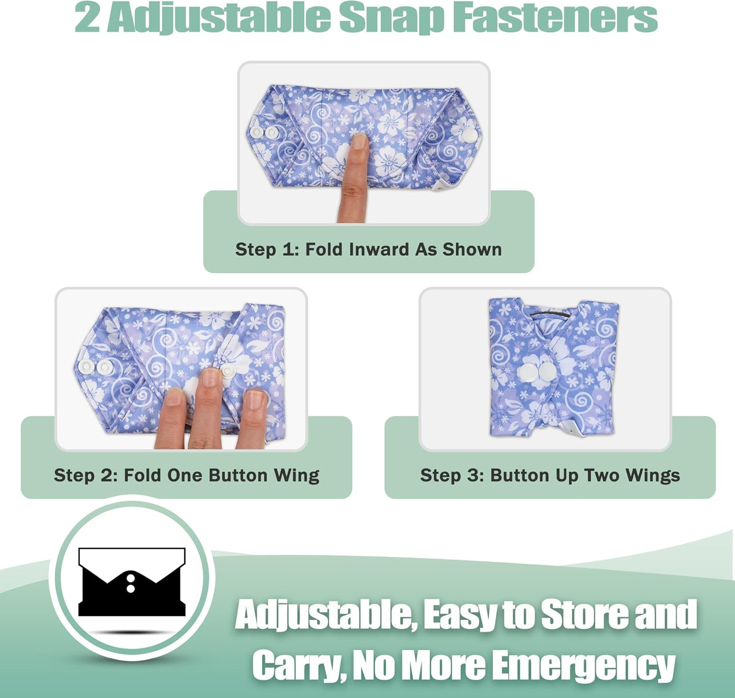 wegreeco Reusable Menstrual Pads - Reusable Sanitary Pads | Reusable Panty Liners | Soft Cloth Menstrual Pads - 6 Pack, 1 Cloth Wet Bag (in Full Bloom Flower, Large)