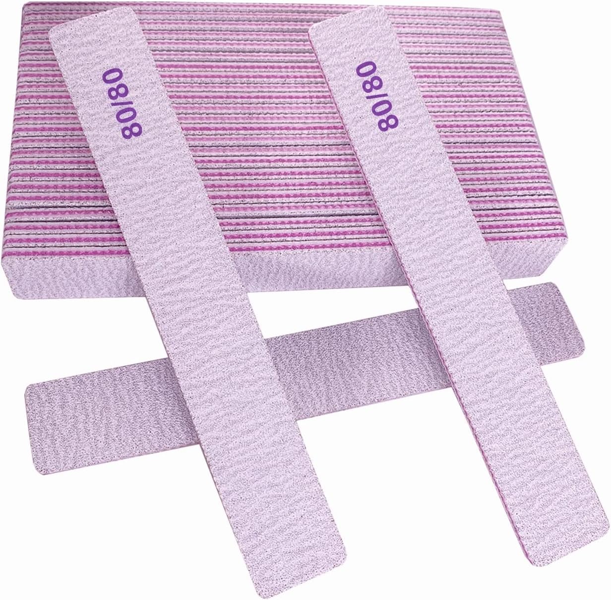 80/80 Grit Nail Files (25 Pcs), Coarse Emery Boards for Acrylic Nails and Gel Nails, Nail File Double Sided 80 Grits Emory Professional Nail Filers Pack