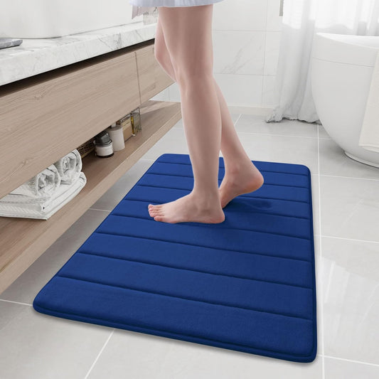 Buganda Memory Foam Bath Mat, 35.4" x 24", Ultra Soft and Non-Slip Bathroom Rugs, Water Absorbent and Machine Washable Bath Rug Runner for Bathroom, Shower, and Tub, Navy Blue