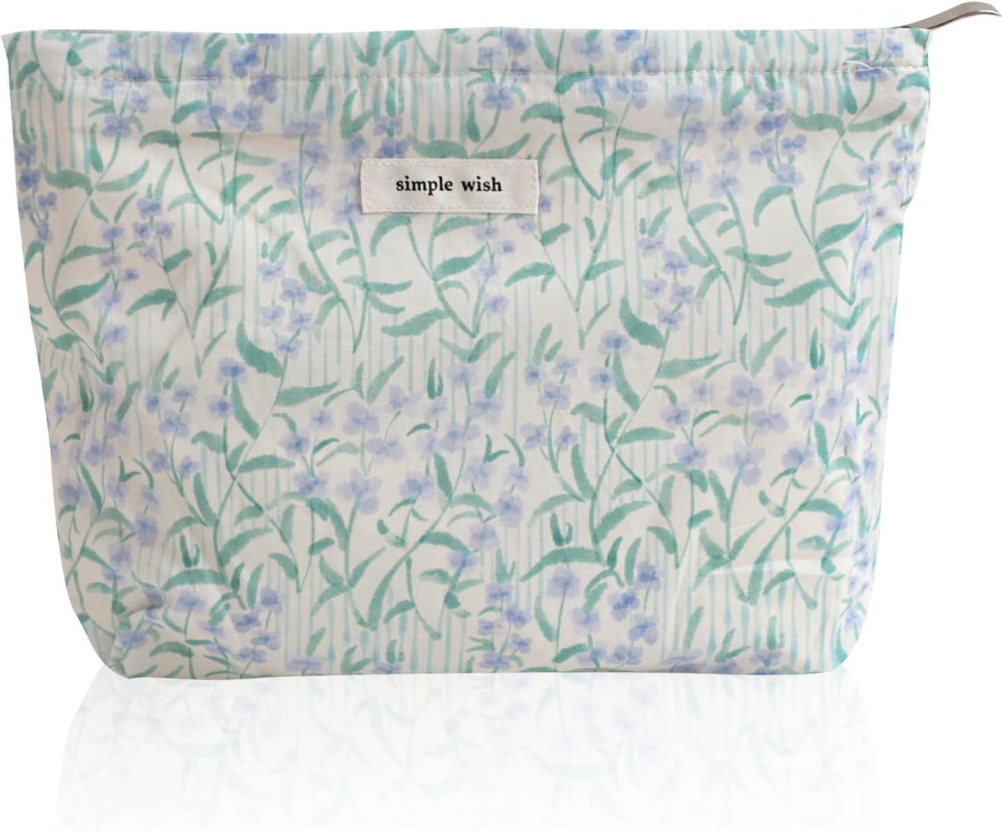 Wudygirl Cute Makeup Bag for Women - Travel Cosmetic Bag with Zipper Makeup Pouch Floral Make up Organizer Handbag Aesthetic (Purple Floral)