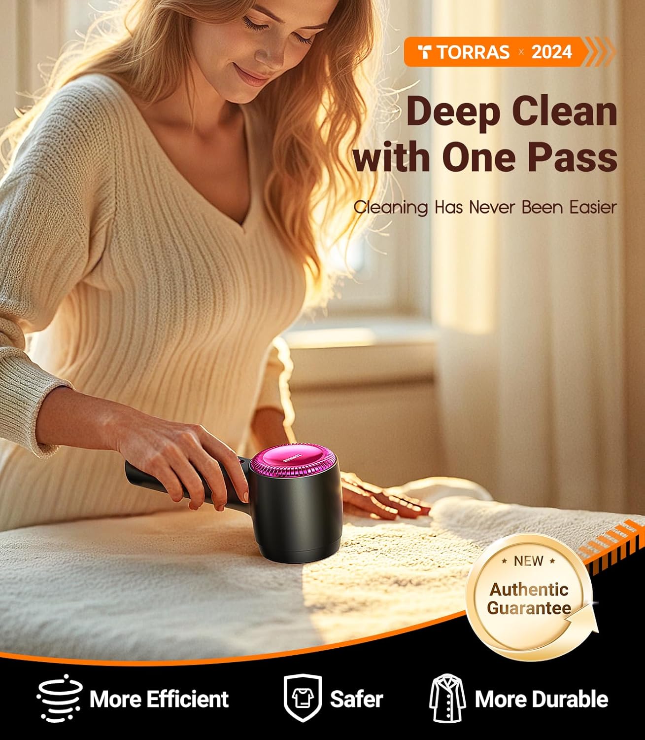 TORRAS Rechargeable Fabric Shaver Electric Lint Remover 3-Speed Remove Fuzz, Pilling for Cashmere, Wool, Clothes, Sweater, Coat, Furniture, Clothes depiller with Replacement Blades