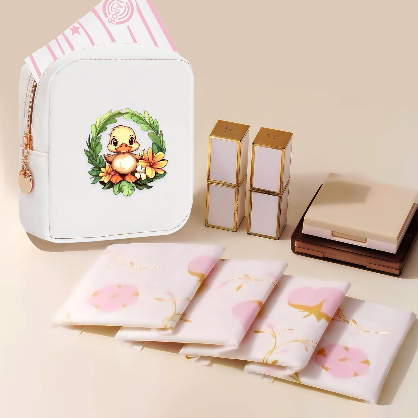 Duck Mini Makeup Bag, Duck Gift For Women Girls, Cute Portable Zipper Pouch Cosmetic Bag For Teen Girls Kids, Small Storage Bag For Sanitary Pad, Period napkin bag!