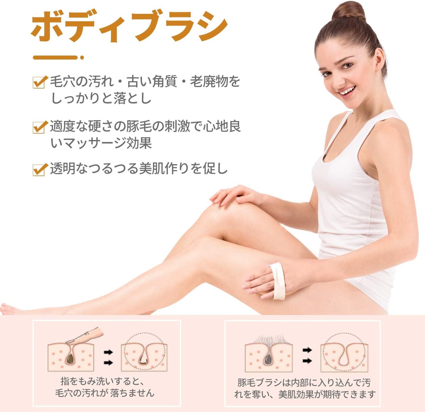 Body Brush for Dry or Wet Brushing and 2-Sided Foot File Scrubber Set, Exfoliating Skin, Cellulite Treatment, Foot File Scrubber with Pumice Stone