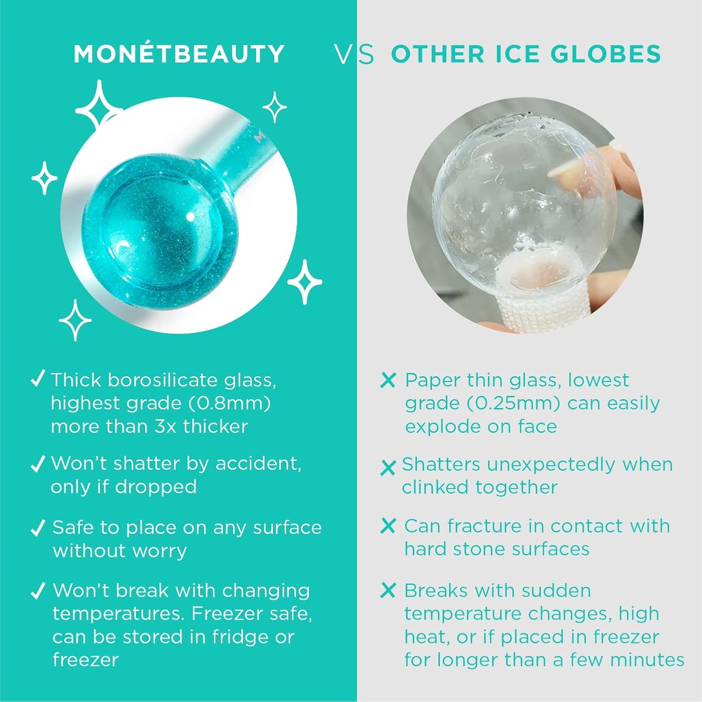 Ice Globes for Face, Freezer Safe and Highly Effective Facial Globes for Daily Beauty Routines, Face Roller to Tighten Skin, Reduce Puffiness, Enhance Circulation and Complexion (Blue)
