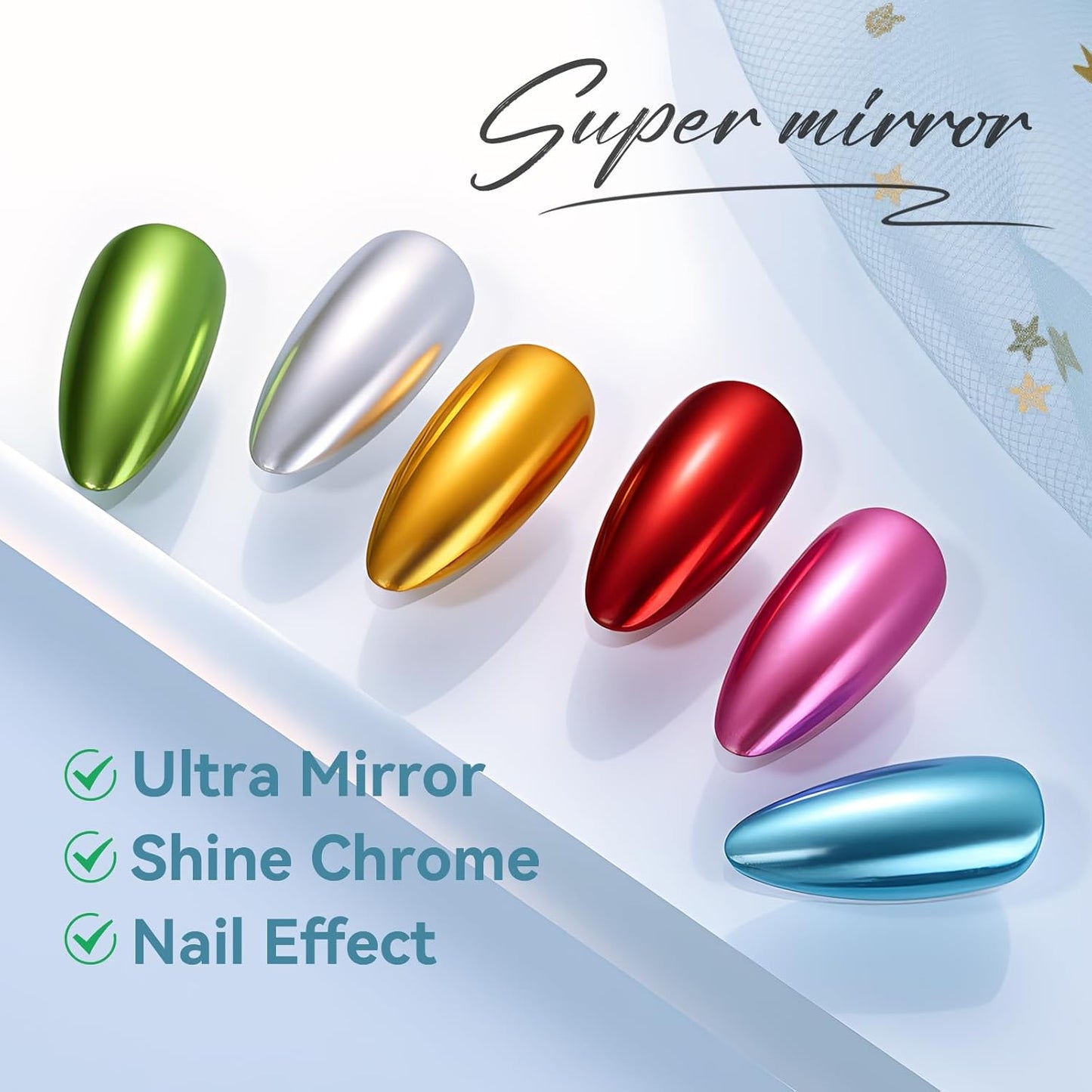 Makartt Gel Top Coat for Chrome Nail Powder - 2 Pcs 15ml Clear No Wipe High Gloss Top Coat Gel Nail Polish Mirror Shine Long Lasting Easy Application, Soak off UV Lamp, DIY Home Salon Art Design