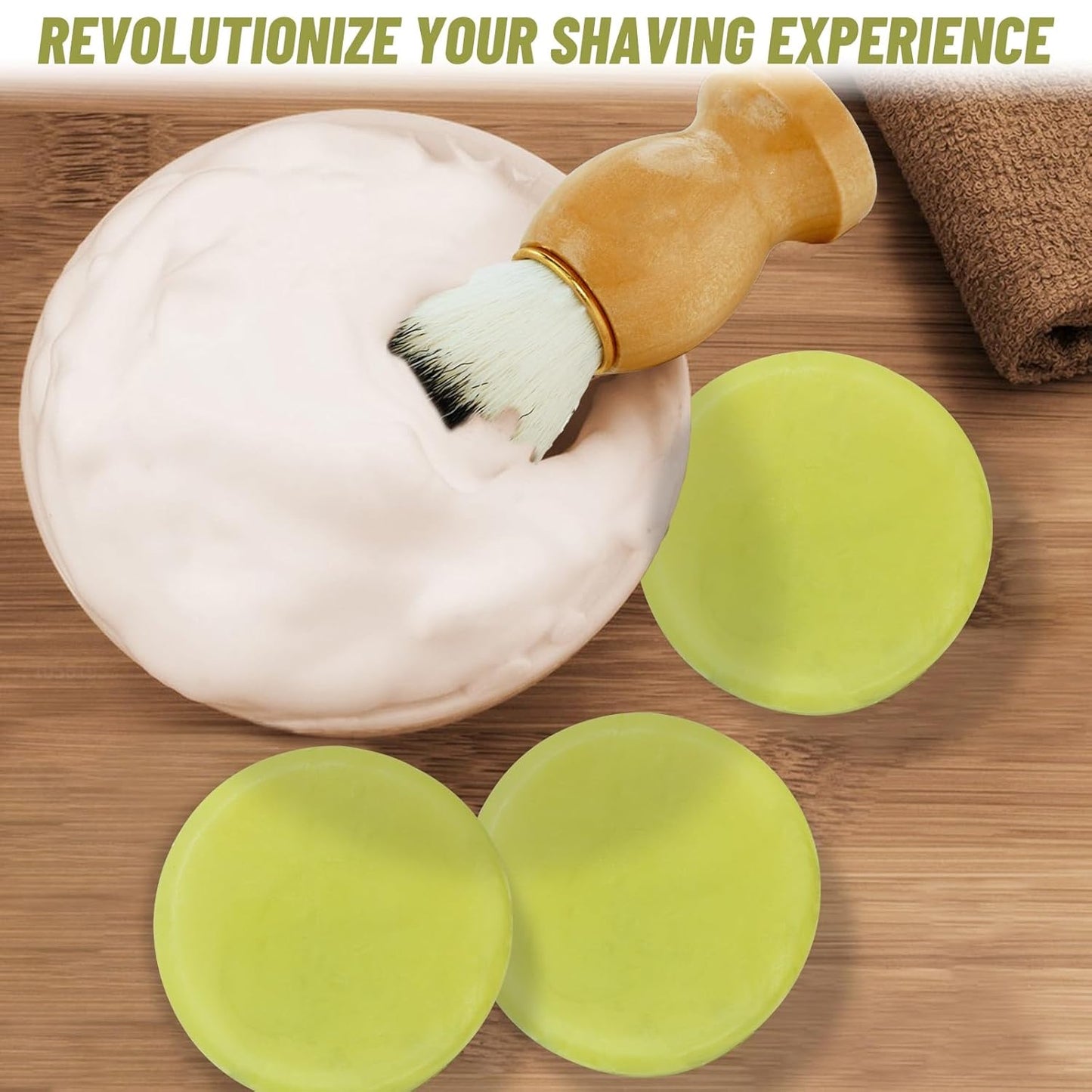 3Pack Shaving Soap for Men, Shaving Soaps Puck for Sensitive Skin, Unscented Shave Soap Bar, Rich Lasting Lather, Light Natural Scent