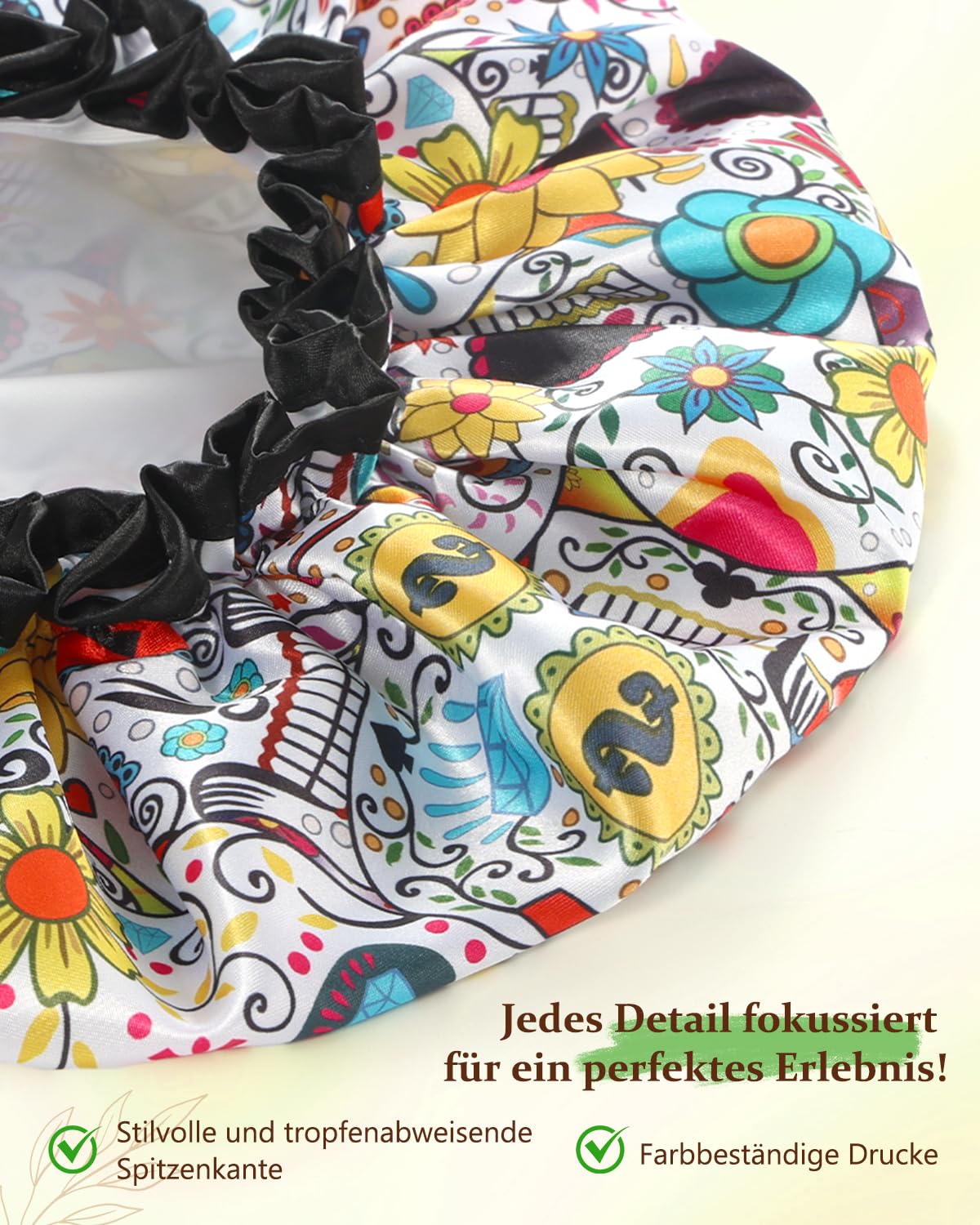 mikimini Shower Cap for Women Reusable Waterproof, Hair Cap for Shower with Double Layers, Stylish Vibrant Designed Shower Bonnet for Medium Thick Hair, Medium, 2 Pieces