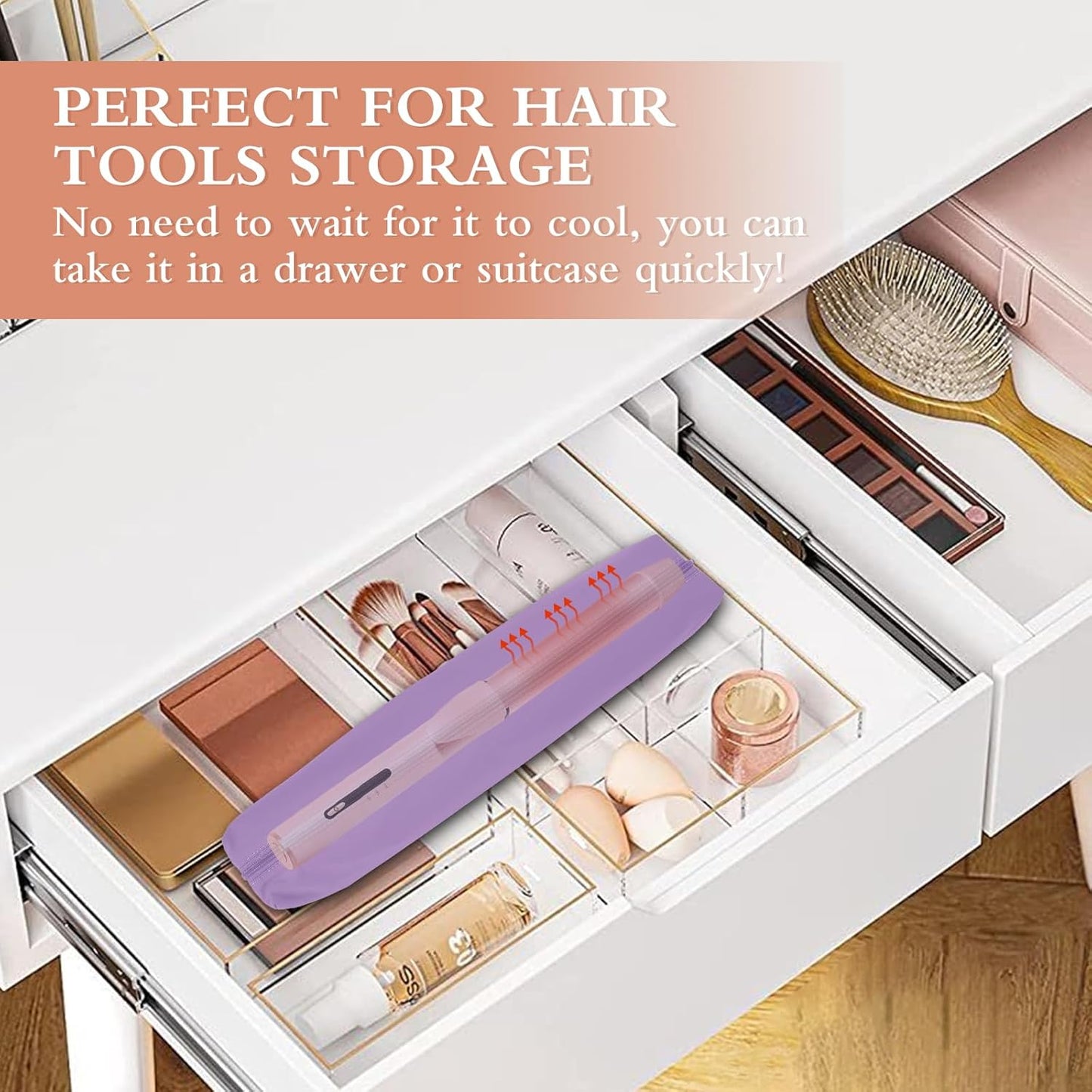 Professional Hot Hair Tools Organizer Bag Portable Travel Heat Resistant Storage Case Pouch for Curling Irons, Flat Irons, Hair Straightener and Styling Tools(17.7" x 3.2"x 3.2")