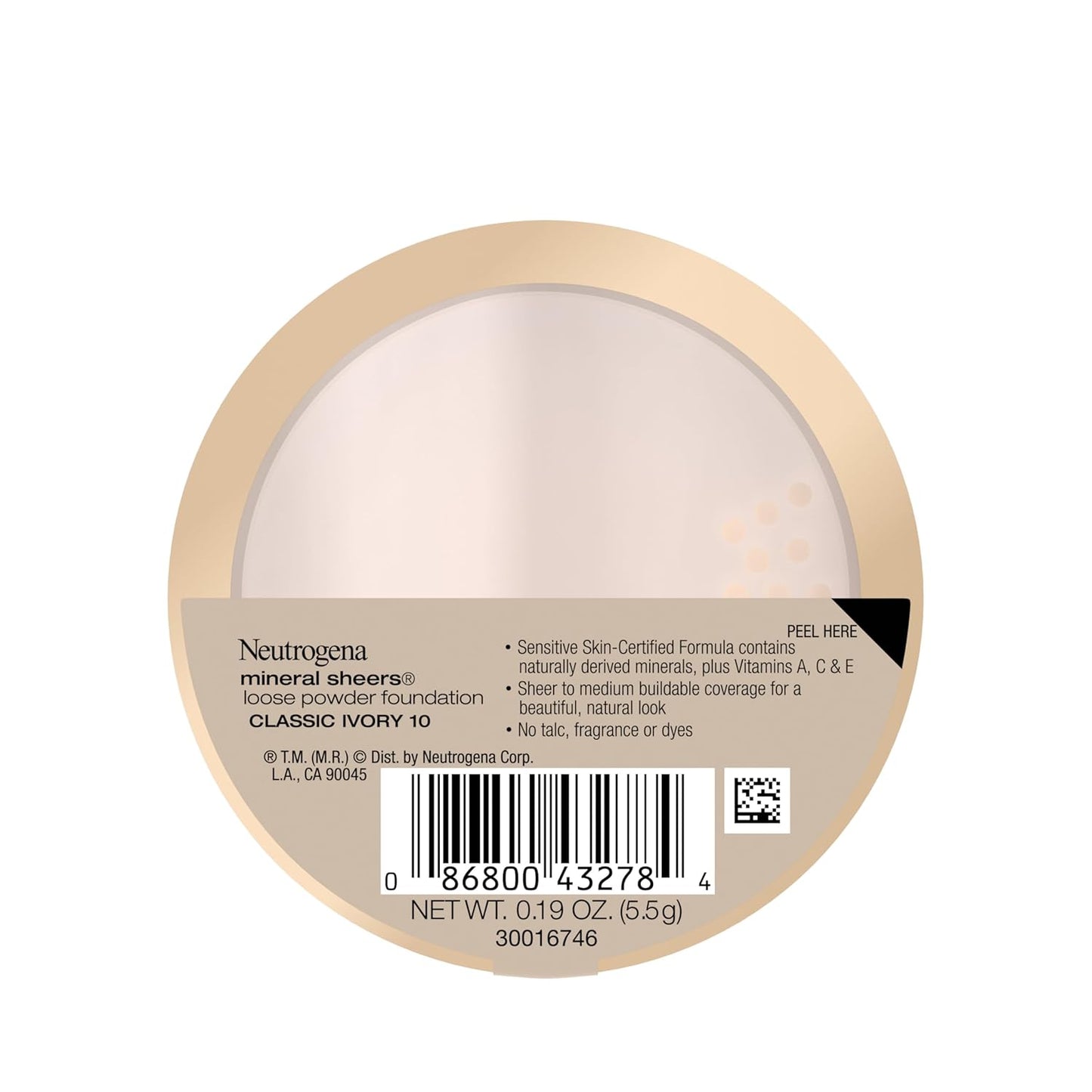 Neutrogena Mineral Sheers Loose Powder Makeup Foundation, Lightweight Face Makeup, Sheer to Medium Buildable Coverage, Sensitive Skin Foundation with Vitamins A, C, & E, Classical Ivory 10, .19 oz