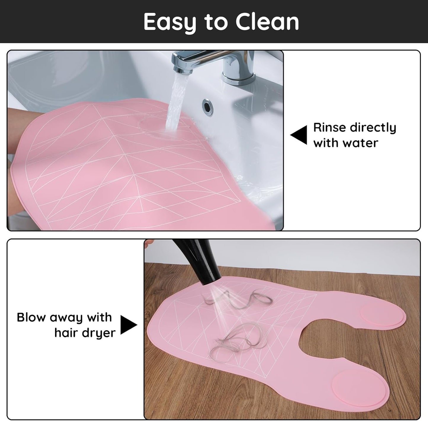 Segbeauty Hair Cutting Guide Mat Pink, Longer Silicone Waterproof Cutting Mat for Barber Shop Salon, Professional Salon Hair Cutting Mat with Guidelines Weighted Neck Wrap for Hair Stylist