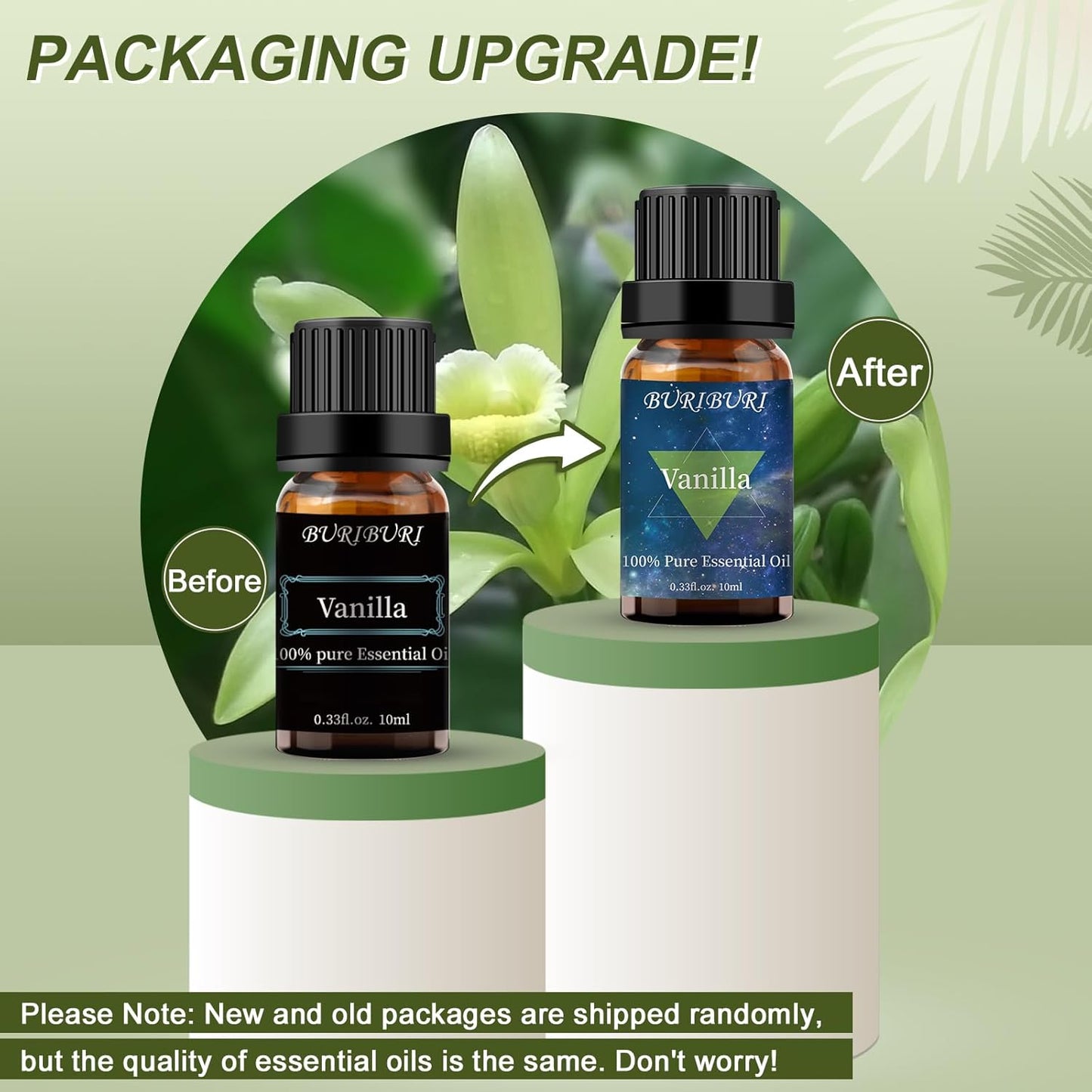 BURIBURI Sandalwood Oil Essential and Vanilla Essential Oil Gift Set, 100% Pure, Undiluted, Natural, Organic Aromatherapy Essential Oils 10ML