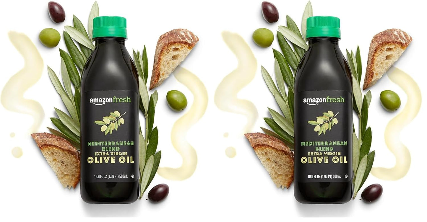 Amazon Fresh, Mediterranean Extra Virgin Olive Oil, 16.9 Fl Oz (Pack of 2)