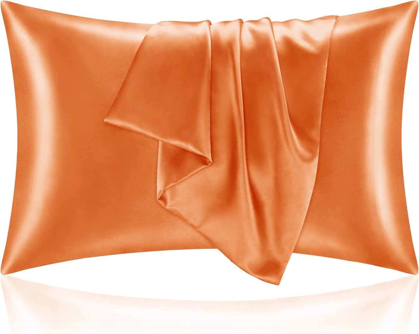 BEDELITE Satin Pillowcase for Hair and Skin, Super Soft and Cooling Similar to Silk Pillow Cases 2 Pack with Envelope Closure, Gift for Women Men(20"x30" Queen Size, Burnt Orange)