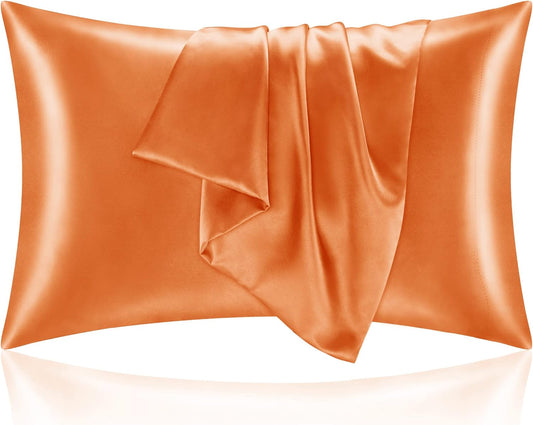 BEDELITE Satin Pillowcase for Hair and Skin, Super Soft and Cooling Similar to Silk Pillow Cases 2 Pack with Envelope Closure, Gift for Women Men(20"x26" Standard Size, Burnt Orange)