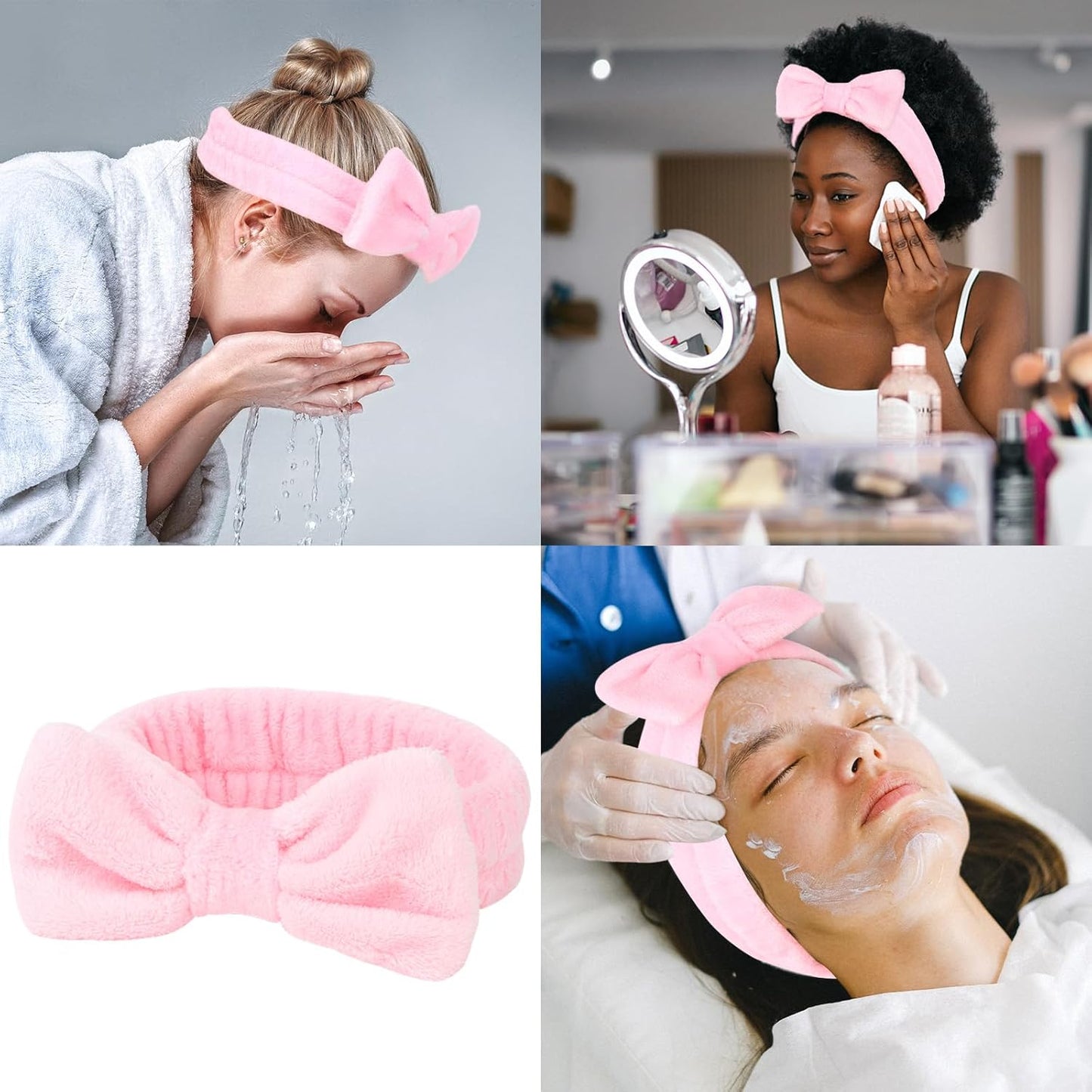 CIEHER 8 Pcs Spa Headbands for Women Girls' Party, Bachelorette Party Favors - Pink Spa Makeup Headband for Teen, Party Gifts for Birthday Skincare Makeup Headbands Face Wash Headbands for Girls