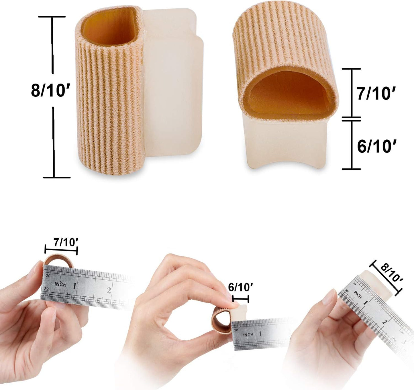 Povihome 6 Pack Gel Toe Spacer Separators(0.6'' Thick), Bunion Corrector for Overlapping Toe (1st/2nd Toe), Silicone Toe Spacers with Soft Gel Lining for Hallux & Bunion Pain Relief