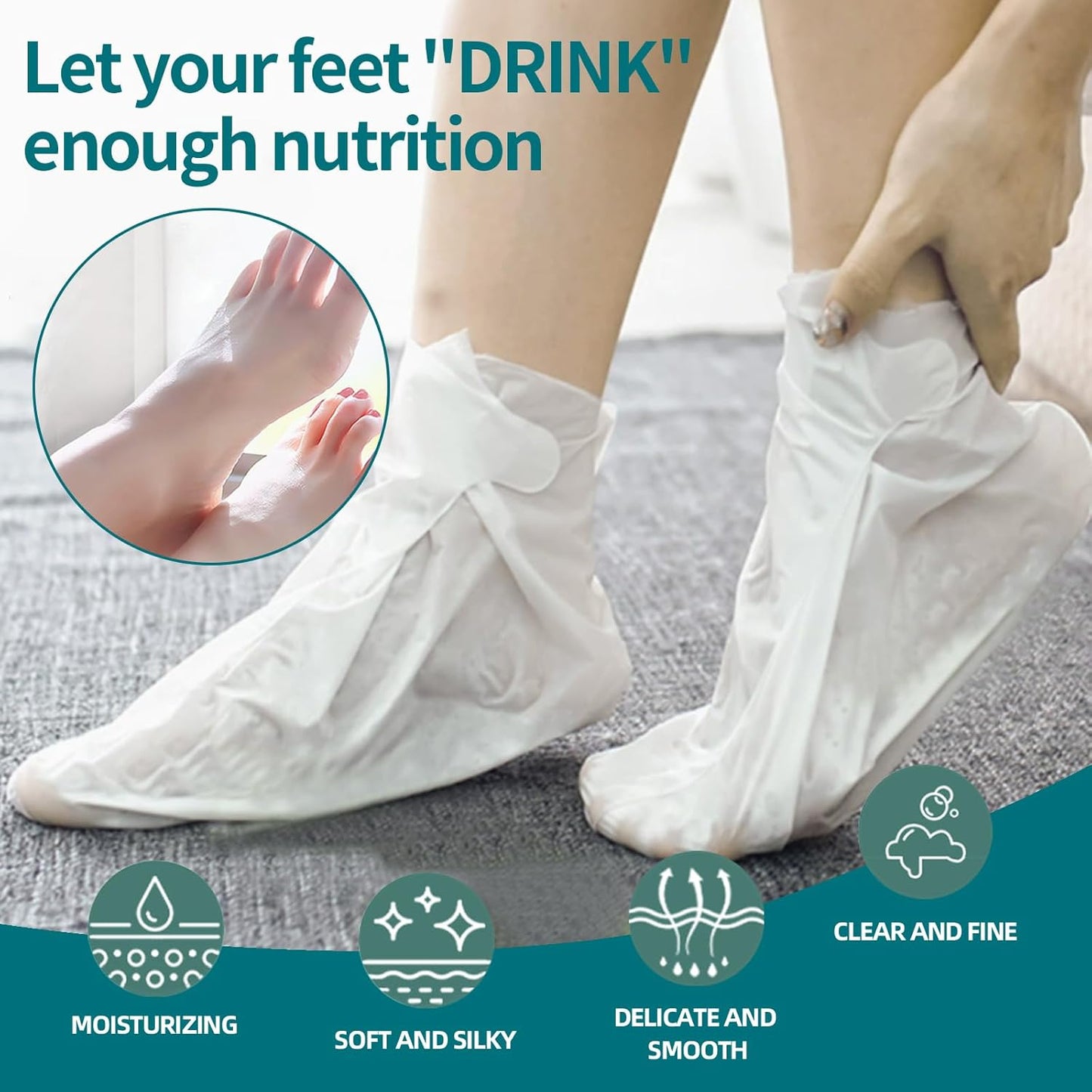 Moisturizing Foot Mask 5 Pack,Hydrating Foot Masks for Dry Cracked Feet,Moisturizing Socks Dry Skin Moisturizer for Soft and Smooth Touch Feet,Foot Care Spa Gifts for Women Men Stocking Stuffers