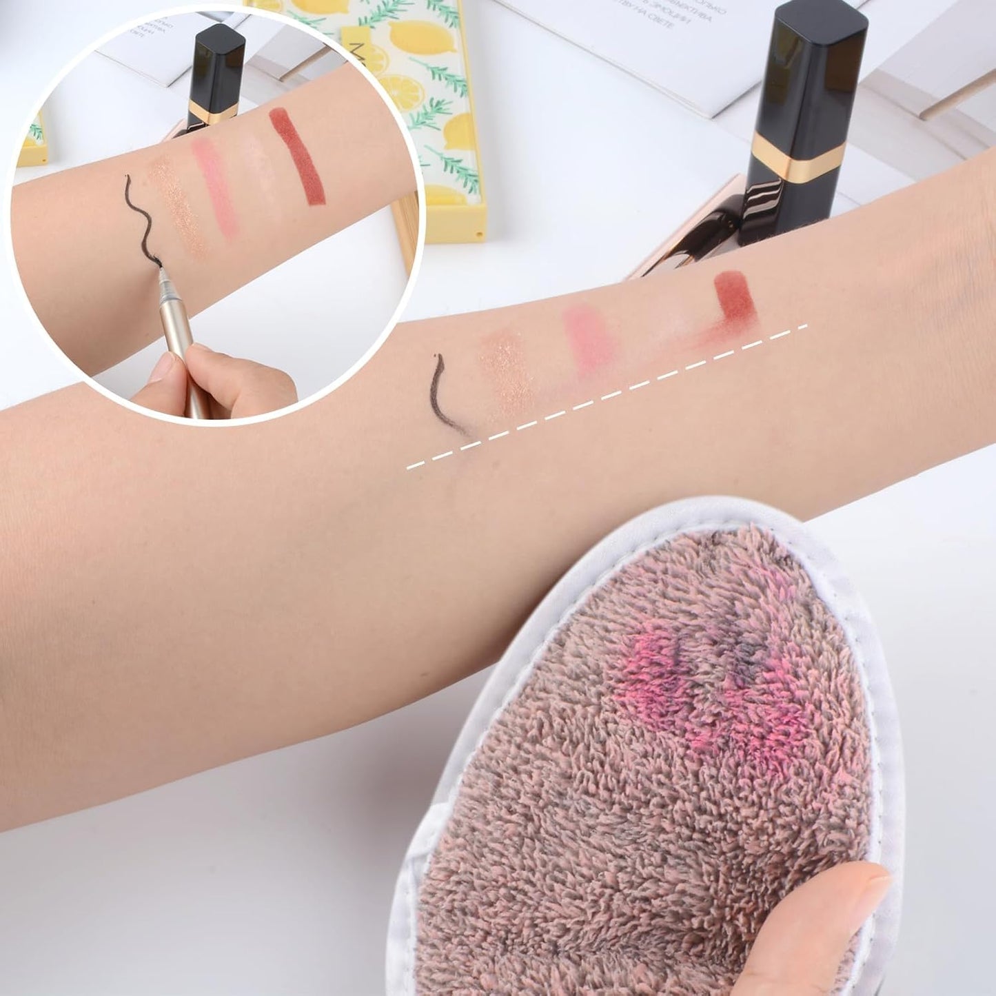 SINLAND Reusable Makeup Remover Pads For Face,Eye,Lips Microfiber Gentle Facial Cleansing Cloths for All Skin Types Friendly for Makeup Remover With Laundry Bag 5.1inchx3.93inch Pack of 6