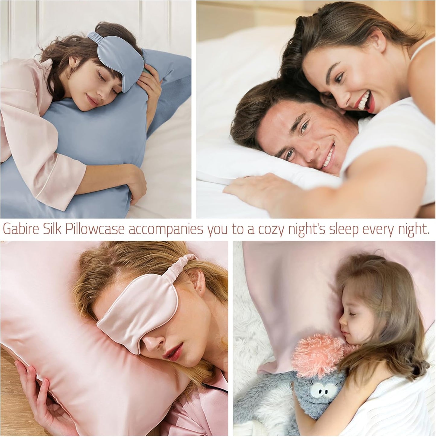 Mulberry Silk Pillow Cases Set of 2, Both Sides Real Silk Pillow Cover for Hair and Skin Prevent Acne Pillowcase Organic Silk Pillowcase 2 Pack with Hidden Zipper, White, Queen (20"×30")