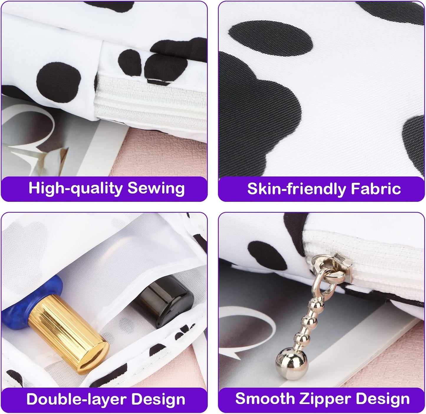 Desing Wish Sanitary Pad Storage Bag Portable Period Bag for Teen Pads/Sanitary Napkins/Small Tampons, Sanitary Napkin Storage Bag First Period Gifts for Teen Girls (Cow)