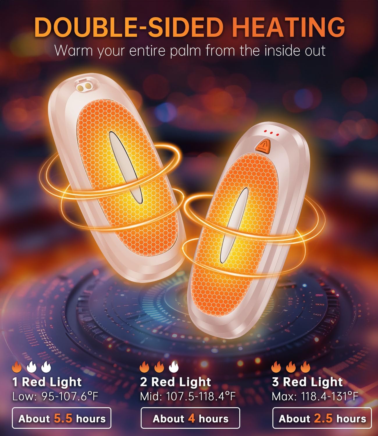 Hand Warmers Rechargeable with 10000mAh Charging Case, 2000mAh Portable Hand Warmers 2 Pack, Reusable Electric Pocket Heater for Hunting, Camping Gear, Outdoors, Gifts