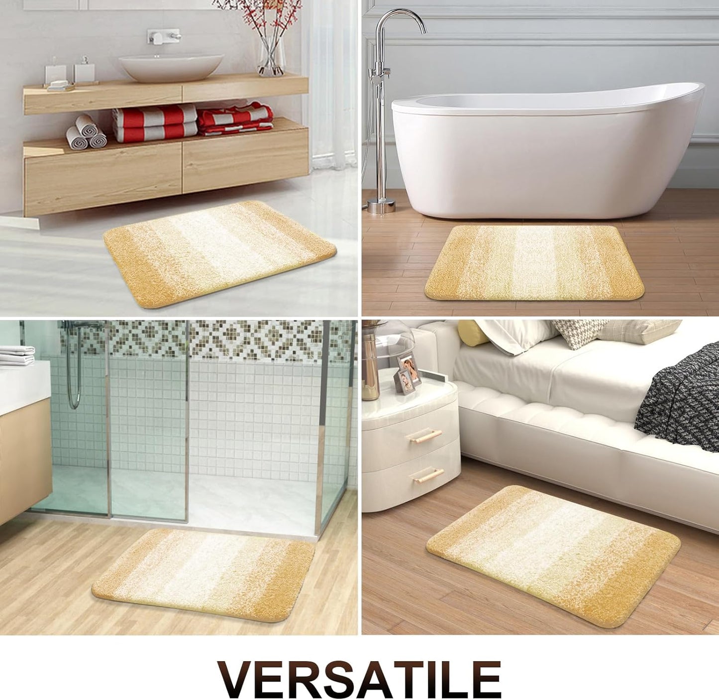 OLANLY Bathroom Rugs Mat 30x20, Extra Soft Absorbent Microfiber Bath Rugs, Rubber Backing, Quick Dry, Washable Bath Mats for Bathroom Floor, Tub and Shower, Home Decor Accessories, Light Yellow