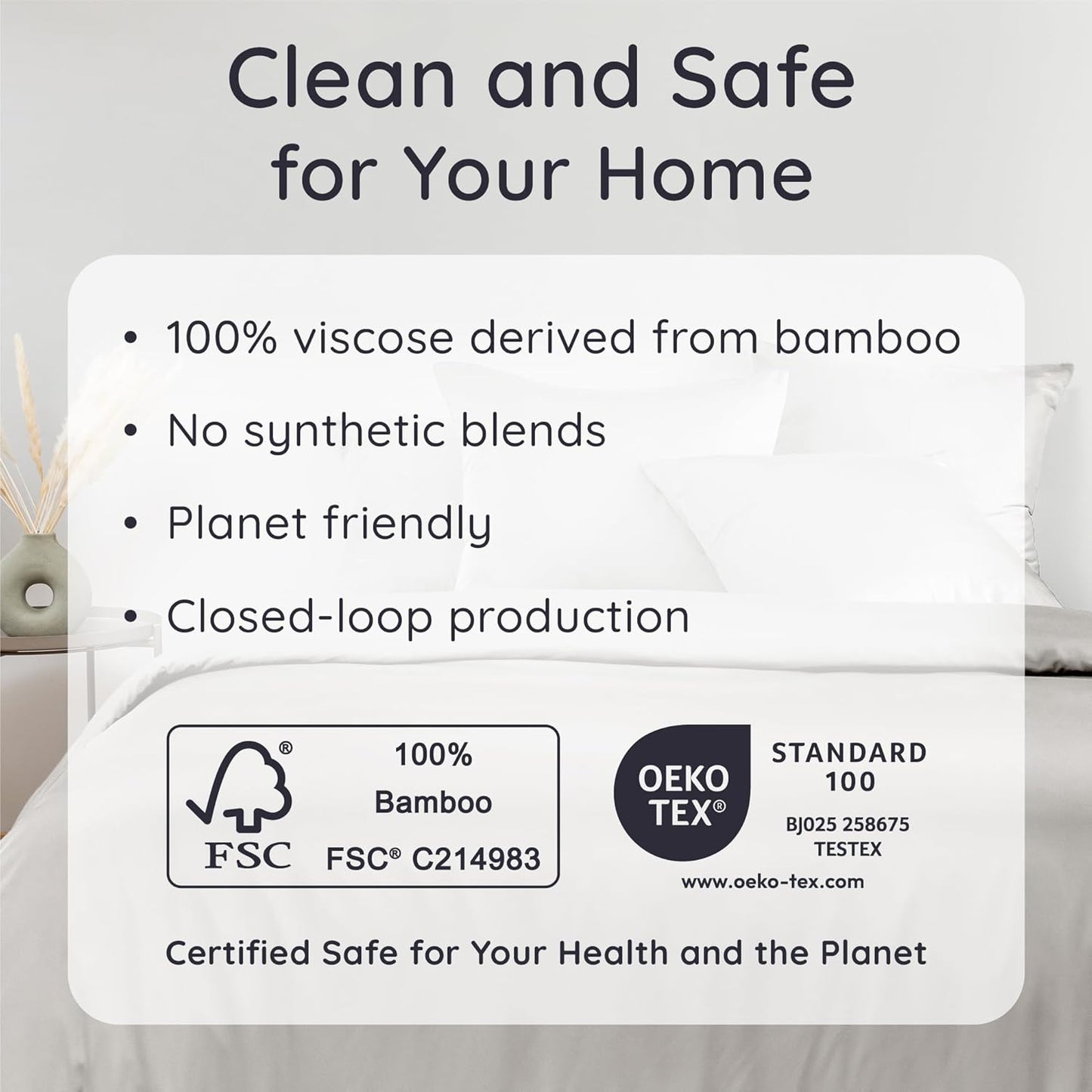 Bambaw 100% Viscose Derived from Bamboo Pillowcases Standard Size – Set of 2 Cooling Pillow Cases Standard Size, Super Soft Pillow Cases with Envelope Closure, Anti Acne Pillow Case (Moonlight Gray)