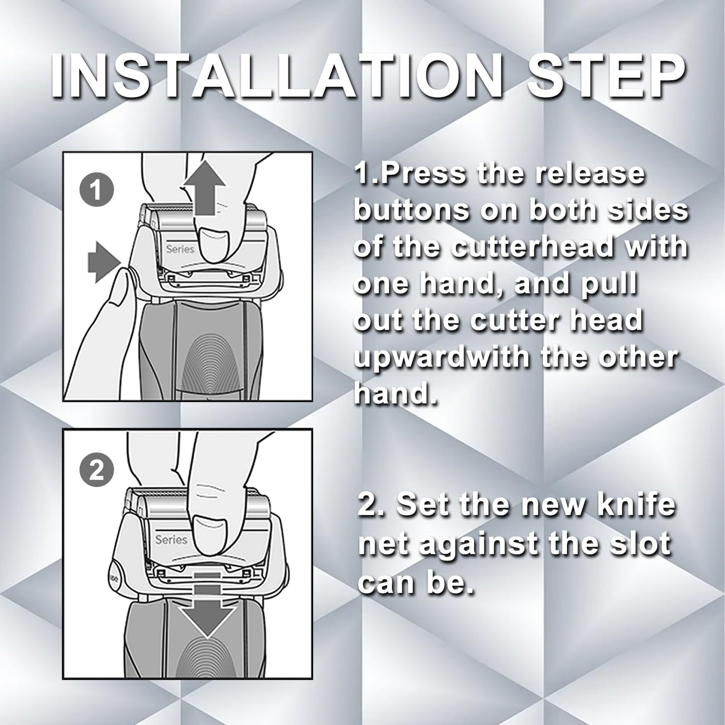 52S 2PCS, Series 5 Electric Shaver Replacement Head Compatible, 52S Replacement Electric Shaver Heads for Men Razor Shaving Blades Fit for Braun Series 5: 5090/5190cc, 5040/5140s, 5030s, 5147s