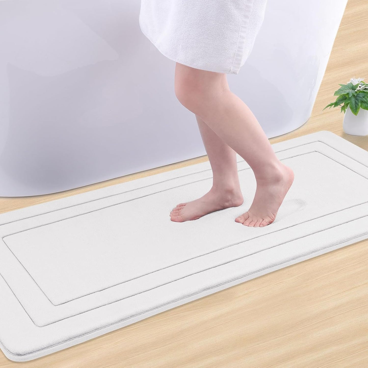 Arotive Memory Foam Bathroom Rug Mat 54x24, Ultra Soft and Absorbent Bath Mat, Machine Wash Dry, Comfortable Bath Rug Carpet for Bathroom Floor, Tub and Shower, Ivory