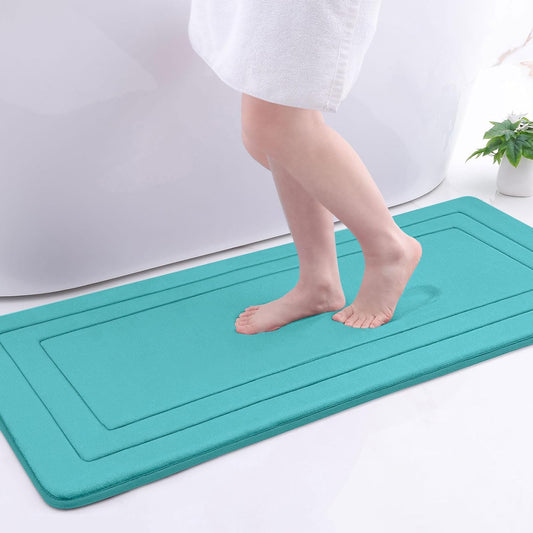 Arotive Memory Foam Bathroom Rug Mat 47x17, Ultra Soft and Absorbent Bath Mat, Machine Wash Dry, Comfortable Bath Rug Carpet for Bathroom Floor, Tub and Shower, Teal