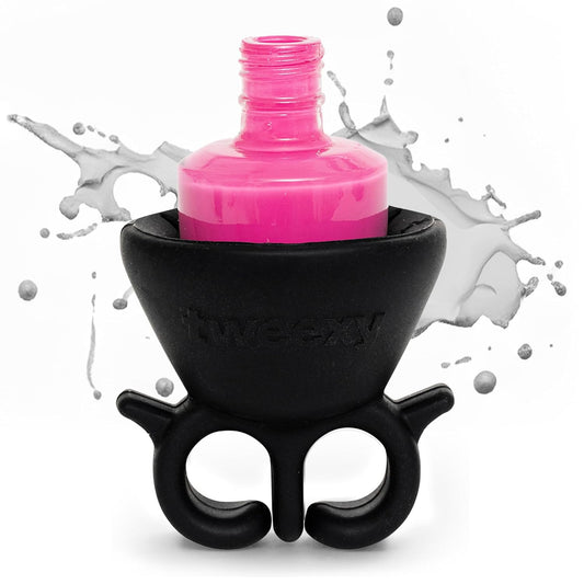 tweexy Wearable Nail Polish Holder Ring - Ideal Gift for Teenage Girls - Nail Polish Holder Stand for Manicure & Pedicure, Fingernail Painting - Nail Polish Accessories (Black Moon)