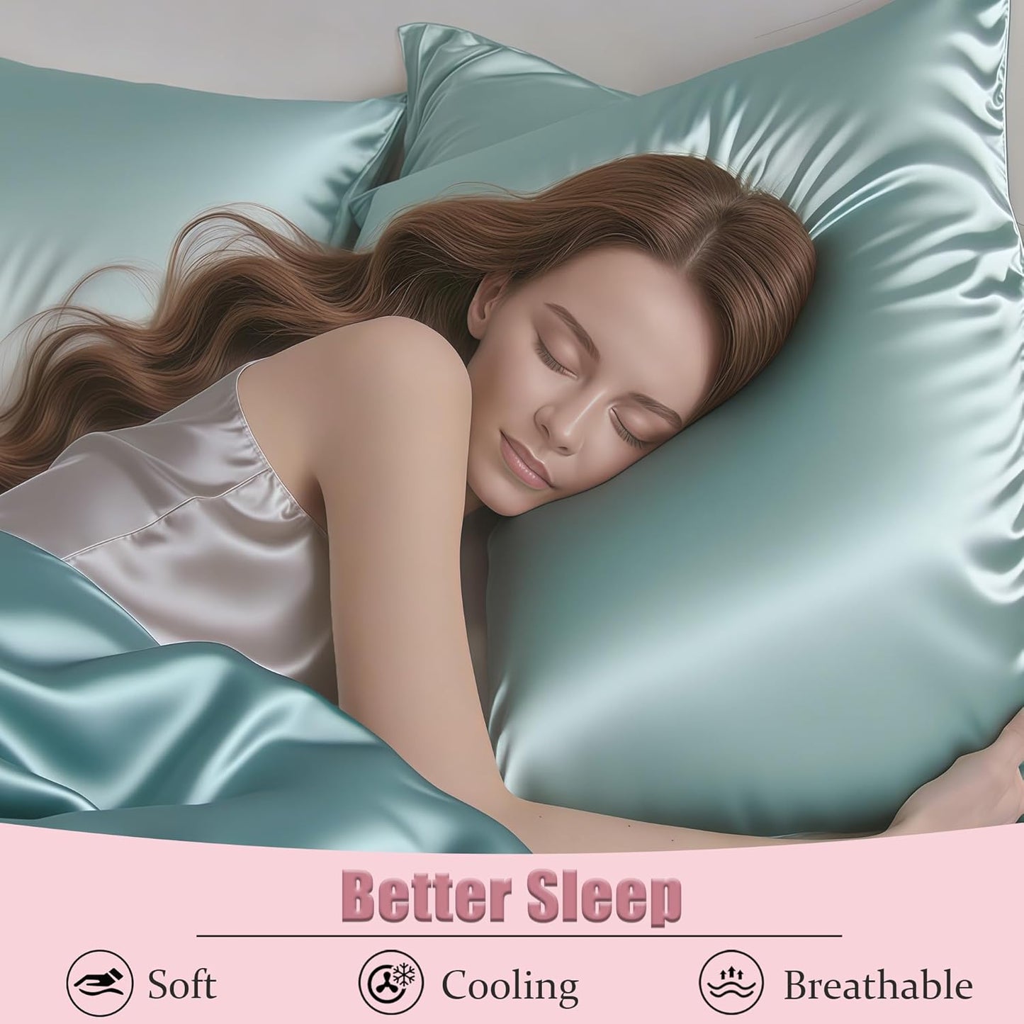 Mulberry Silk King Size Pillow Cases Set of 2, Ultra Smooth Soft Breathable Cooling Pillow Cases for Hot Sleepers, Silk Satin Pillowcases 2 Pack with Zipper for Hair and Skin, Gifts for Women