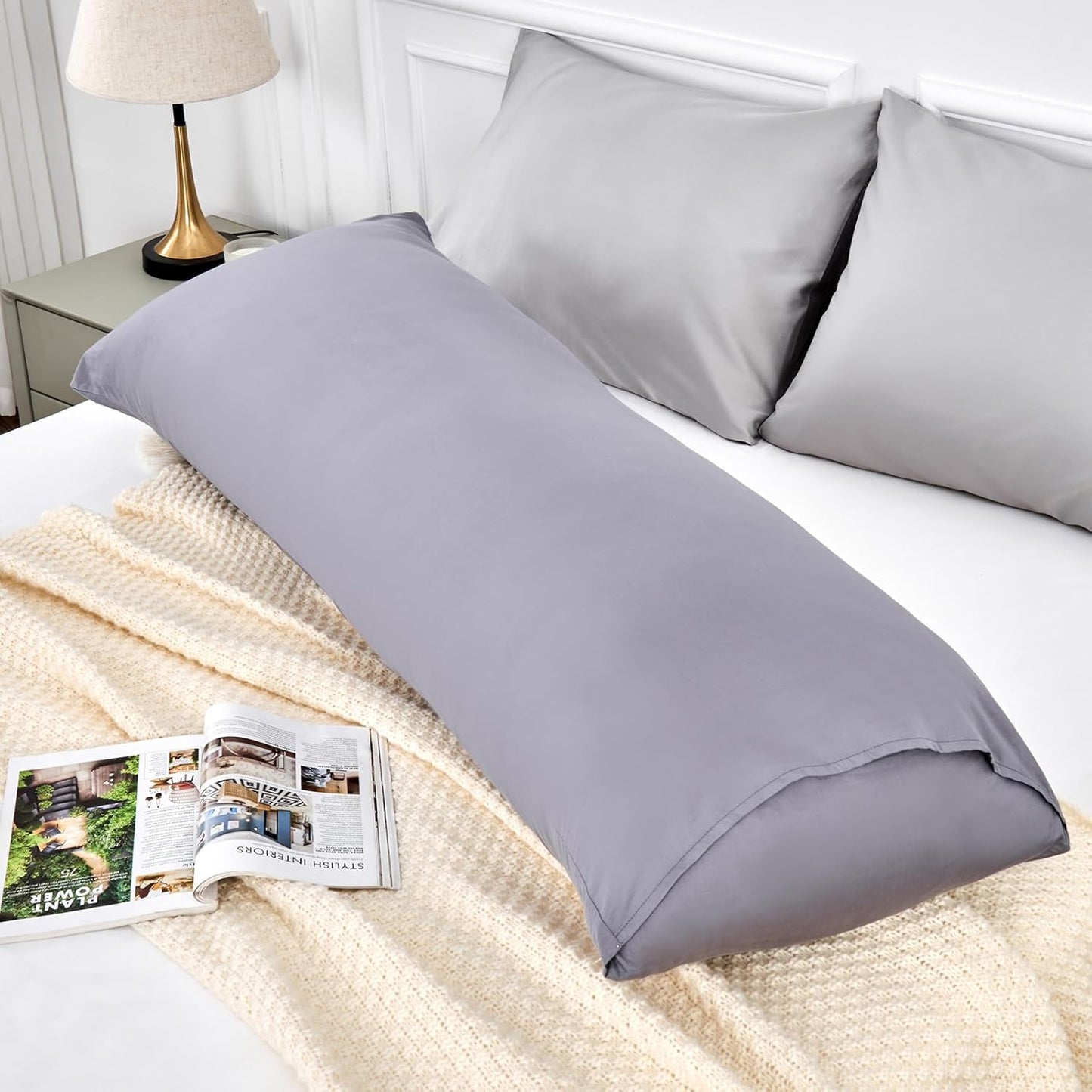 Warmstar Cotton Body Pillow Cover 1 Pack, 600 Thread Count Body Pillow case 20"x54", Long Body Pillow Case Cover Soft Breathable with Envelope Closure,Khaki