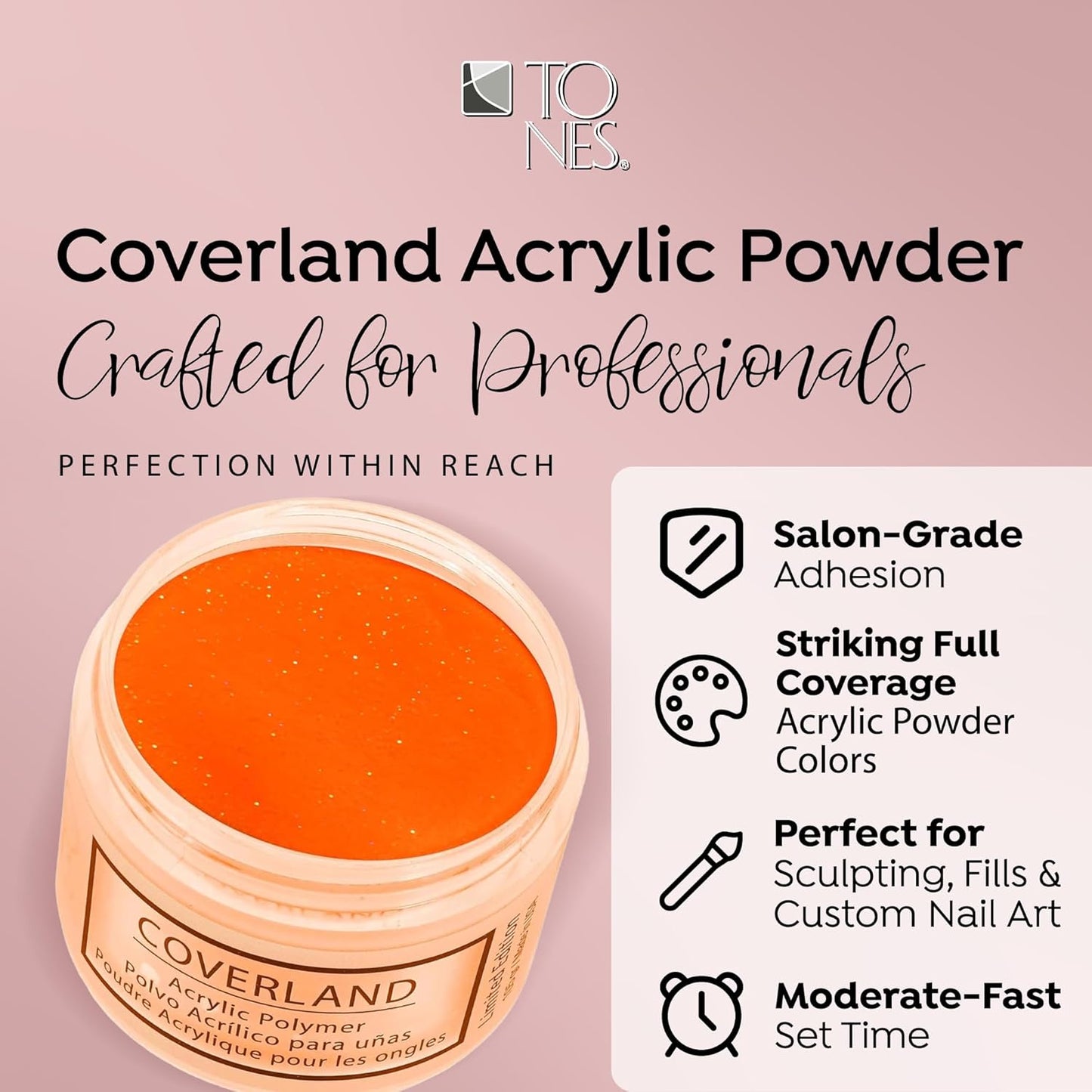 Tones Coverland Acrylic Nail Powder "Halloween Tricks" - Limited Edition Acrylic Powder for Nail Design, Sculpting, and Masking Nail Bed Imperfections - Professional Acrylic Nail Supplies - (1.5 Oz)