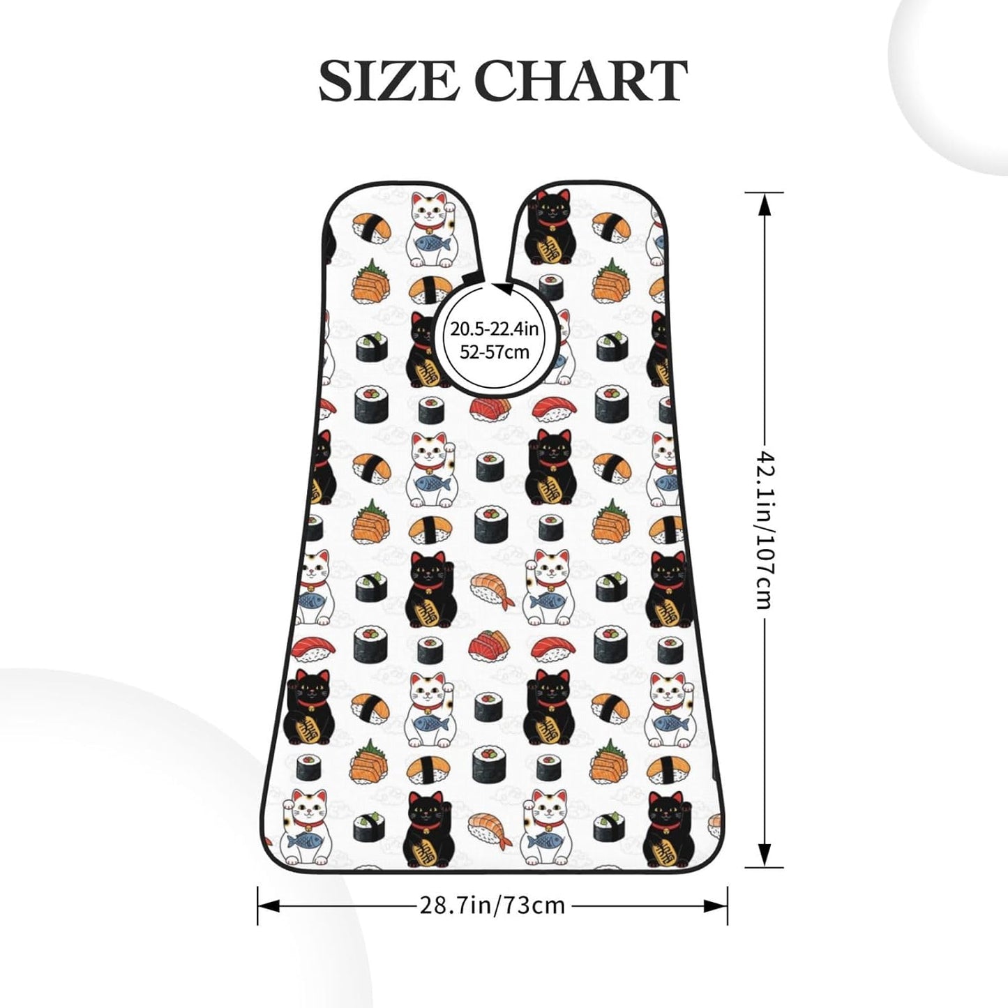 Men's Beard Maintenance Apron, Waterproof & Easy Clean, Japanese Sushi and Lucky Cat