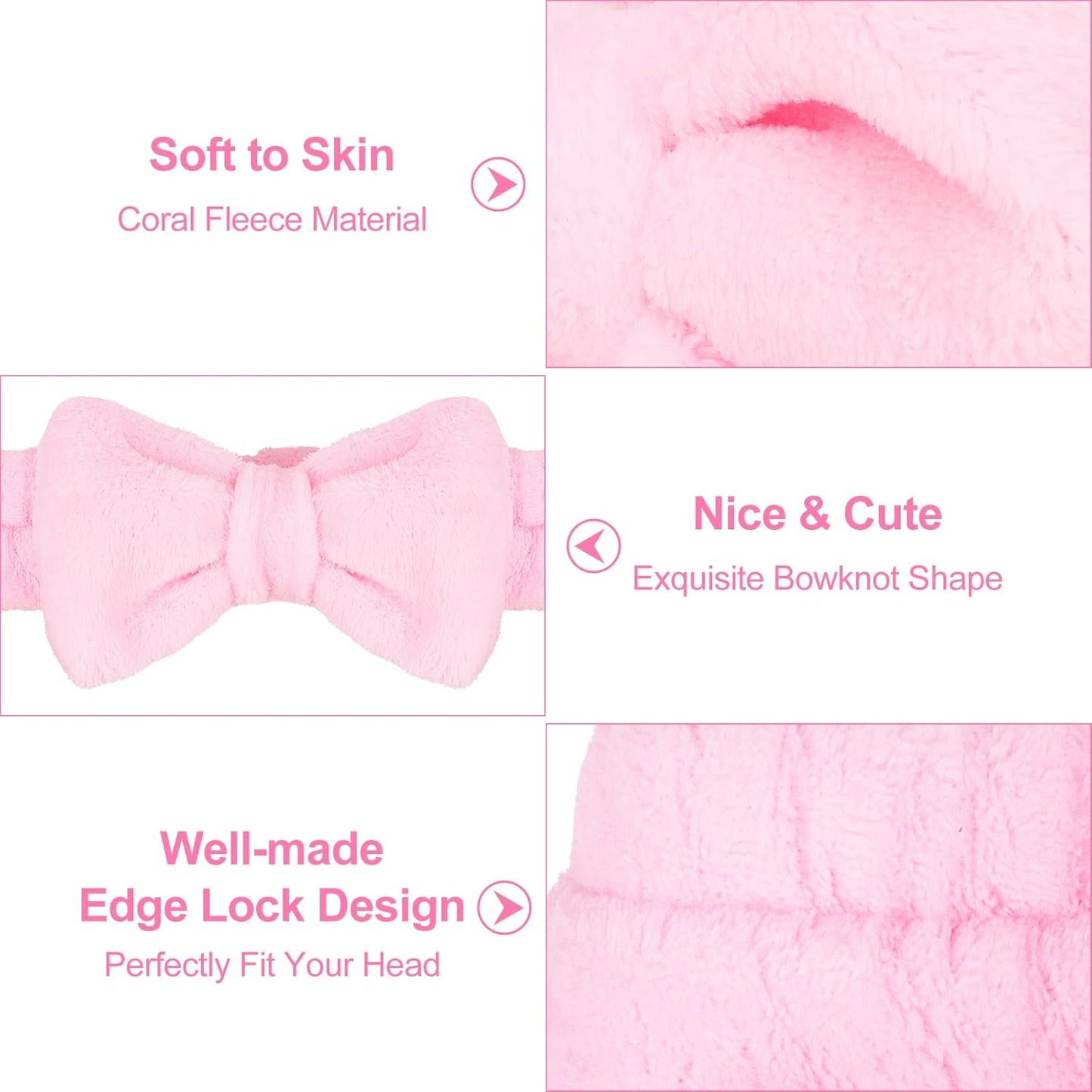 Ondder Spa Terry Cloth Skincare Headbands for Women - 8 Pcs Cute Bow Hair Bands for Makeup, Face Wash and Skin Care