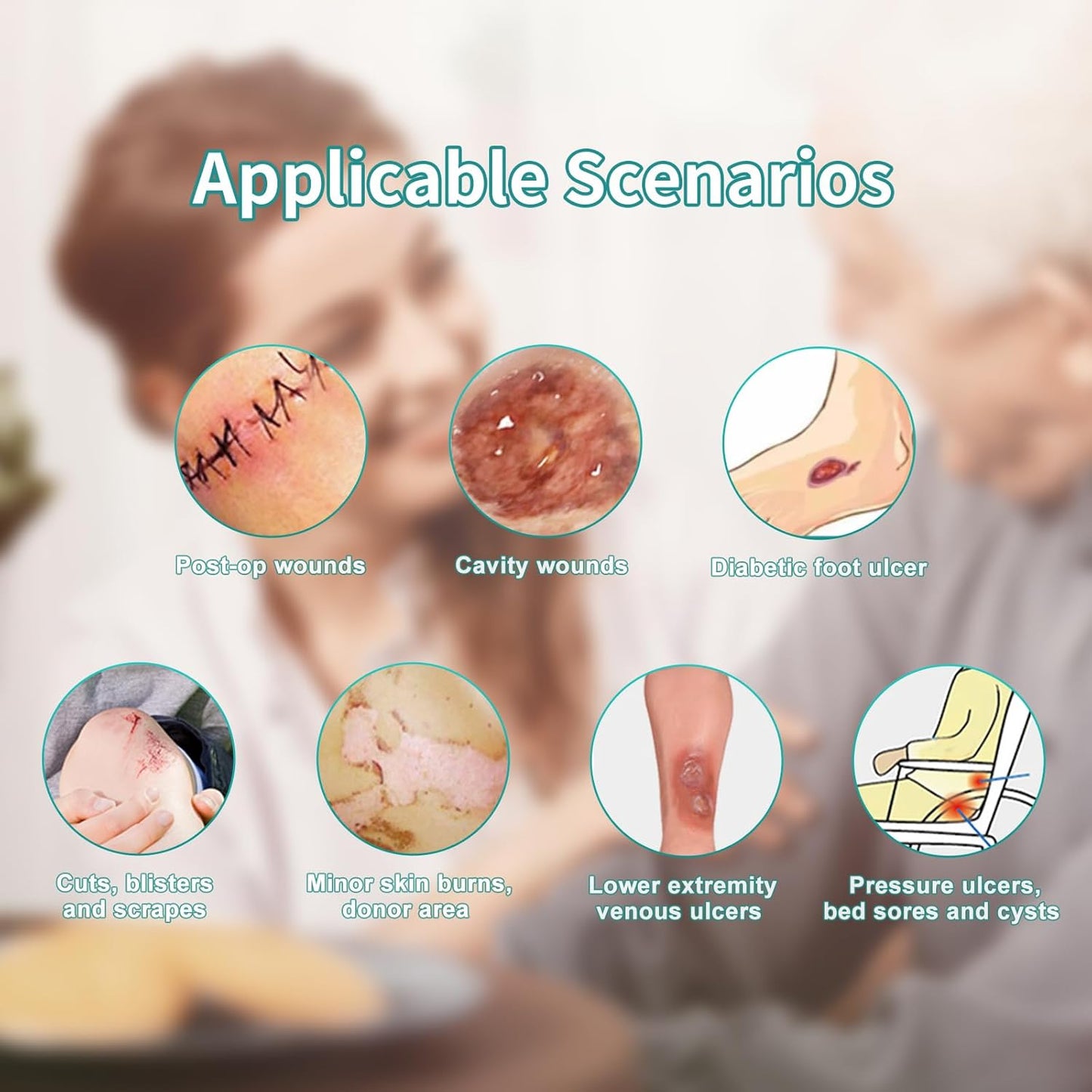 Dimora Calcium Alginate Wound Dressing, 4'' x 4'' Patches,10 Individual Sterile Pads, Soft and Highly Absorbent Dressing Gauze, Non-Stick Padding