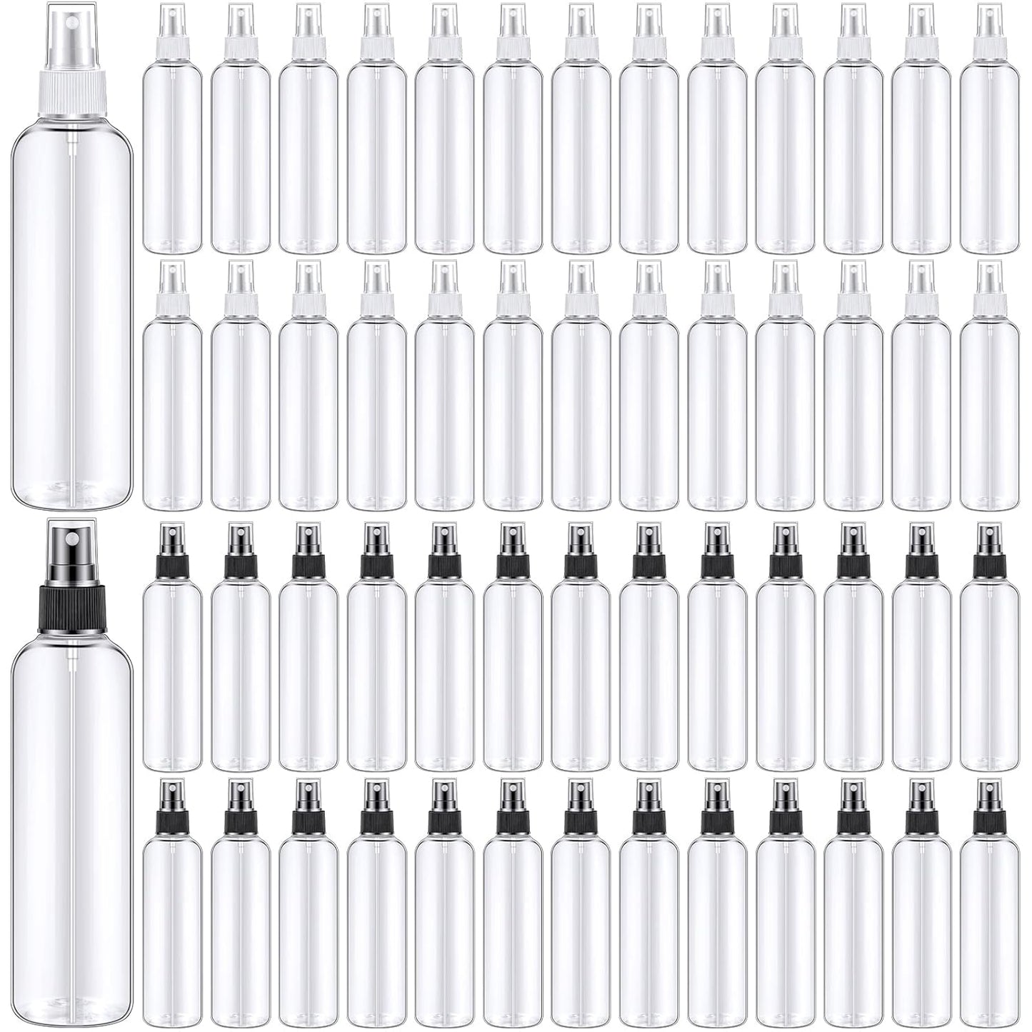 Eccliy 32 Pcs 8 oz Spray Bottles Fine Mist Cleaning Bottles Clear Empty Plastic Travel Sprayer Refillable Sprayer with Cap for Cleaning Solutions Oils Travel Perfumes(Mix,Clear)