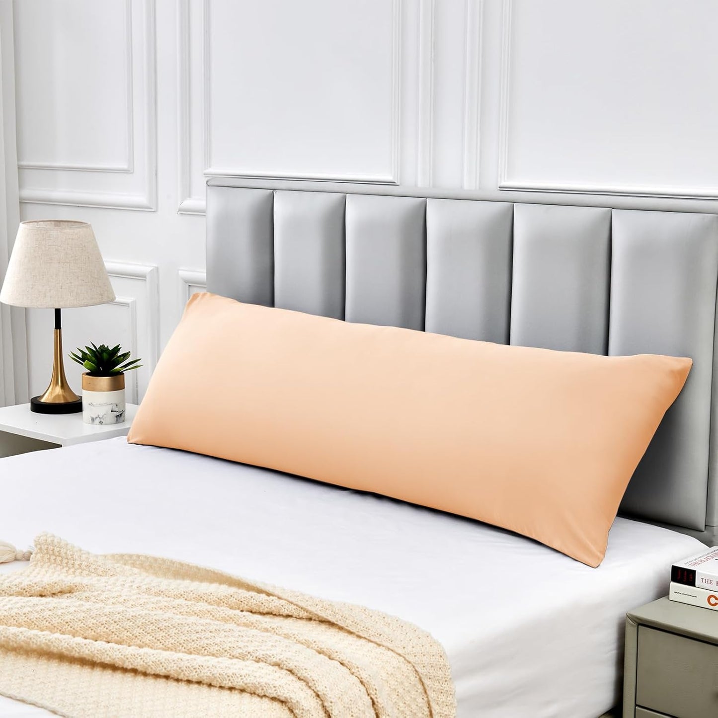 Warmstar Cotton Body Pillow Cover 1 Pack, 600 Thread Count Body Pillow case 20"x54", Long Body Pillow Case Cover Soft Breathable with Envelope Closure,Champagne