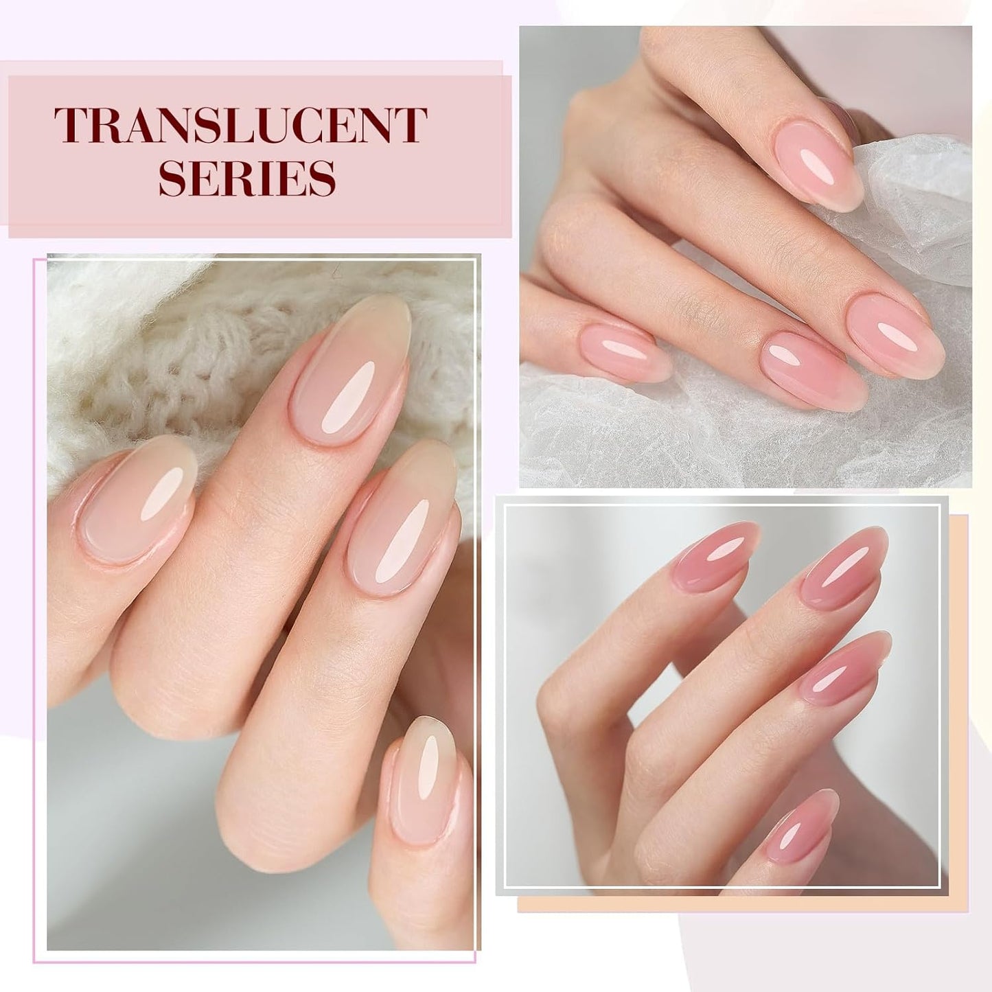 CANNI 6 Colors 9 Ml Jelly Gel Nail Polish Set- Neutral Transparent Jelly Nude Pink Colors Sheer Gel Polish Kit, Soak Off LED Nail Gel Manicure Kit DIY at Home Salon Gifts