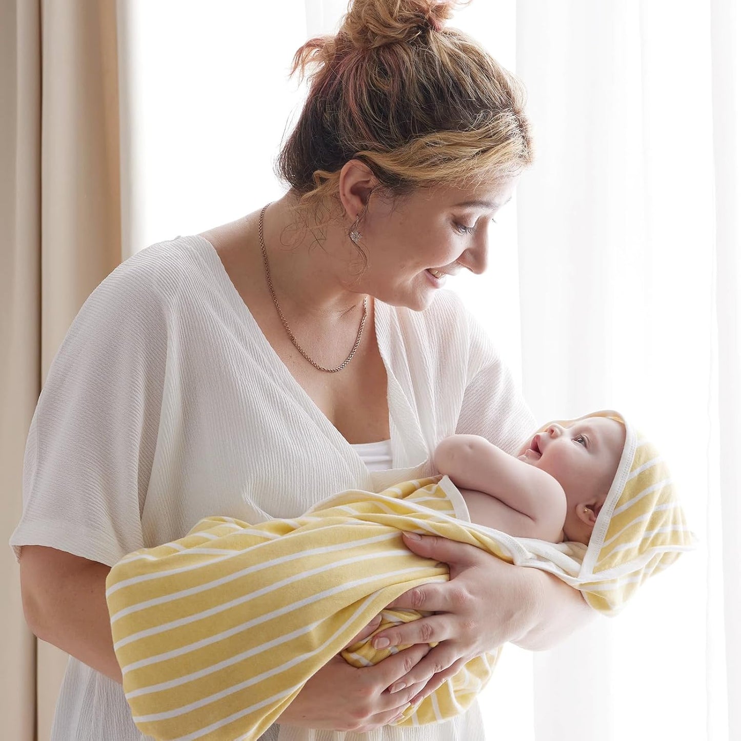 Momcozy Baby Towel with Hooded - Ultra Soft & Absorbent Large Bath Towel Set for Comfort & Gentle on Baby's Skin - Med Thick& Durable -Shower Gift & Bath Essential for Newborn, Infant, Toddler