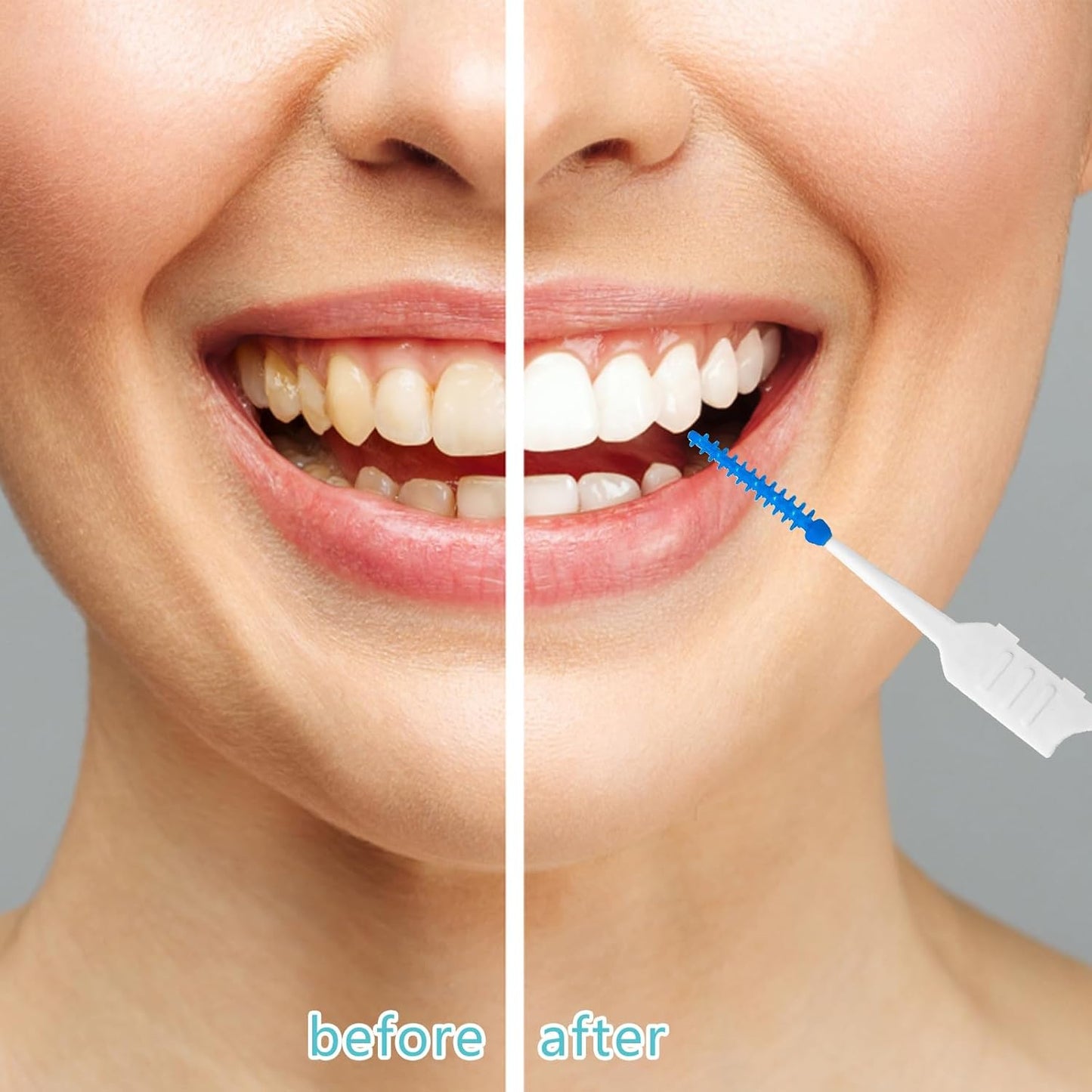 250 Pieces Dental Floss Picks, Silicone Interdental Brushes with Case Dental Brushes Dental Picks Blue Tooth Floss Picks for Teeth Cleaning(Blue,Green)