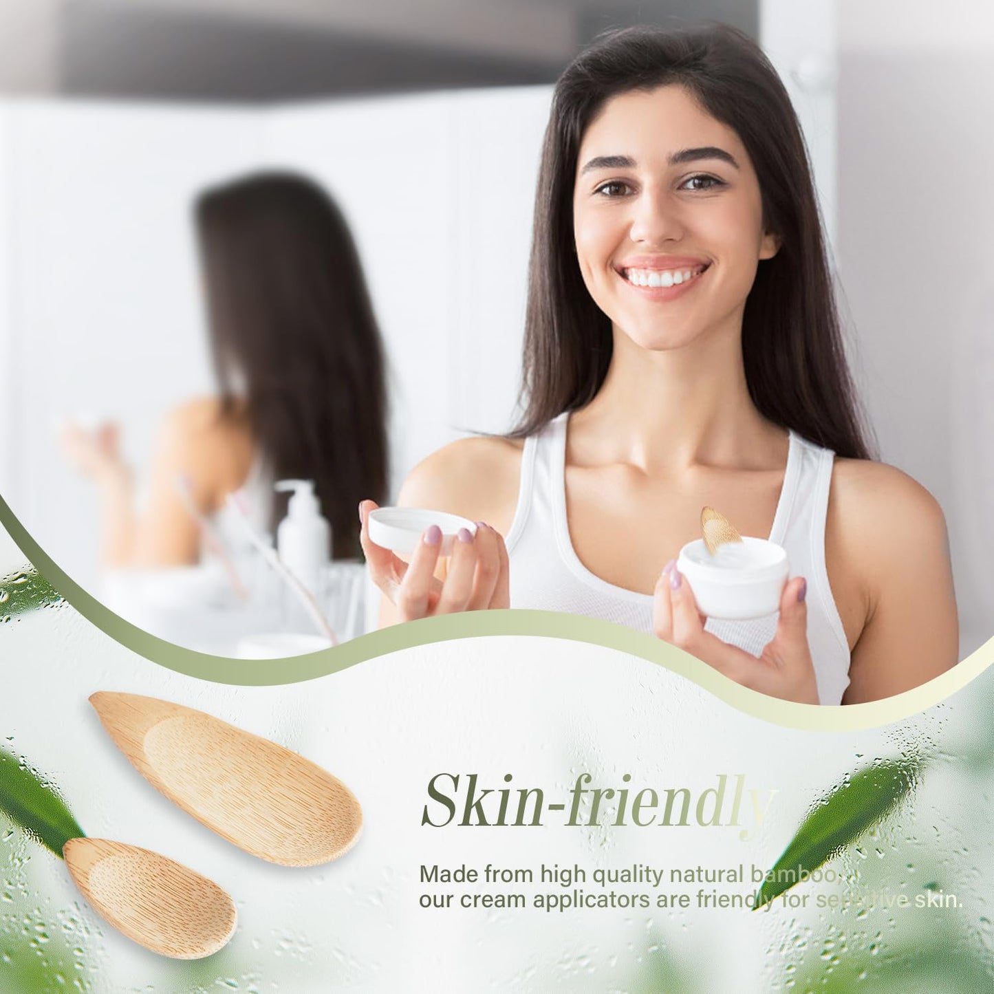 Bamboo Deodorant Applicator, Cream Applicator Spreads Deodorant Cream Precisely, Deodorant Spoon Keeps Hands Clean, Deodorant Cream Applicator Suits Various Creams, Durable and antibacterial. (Big)